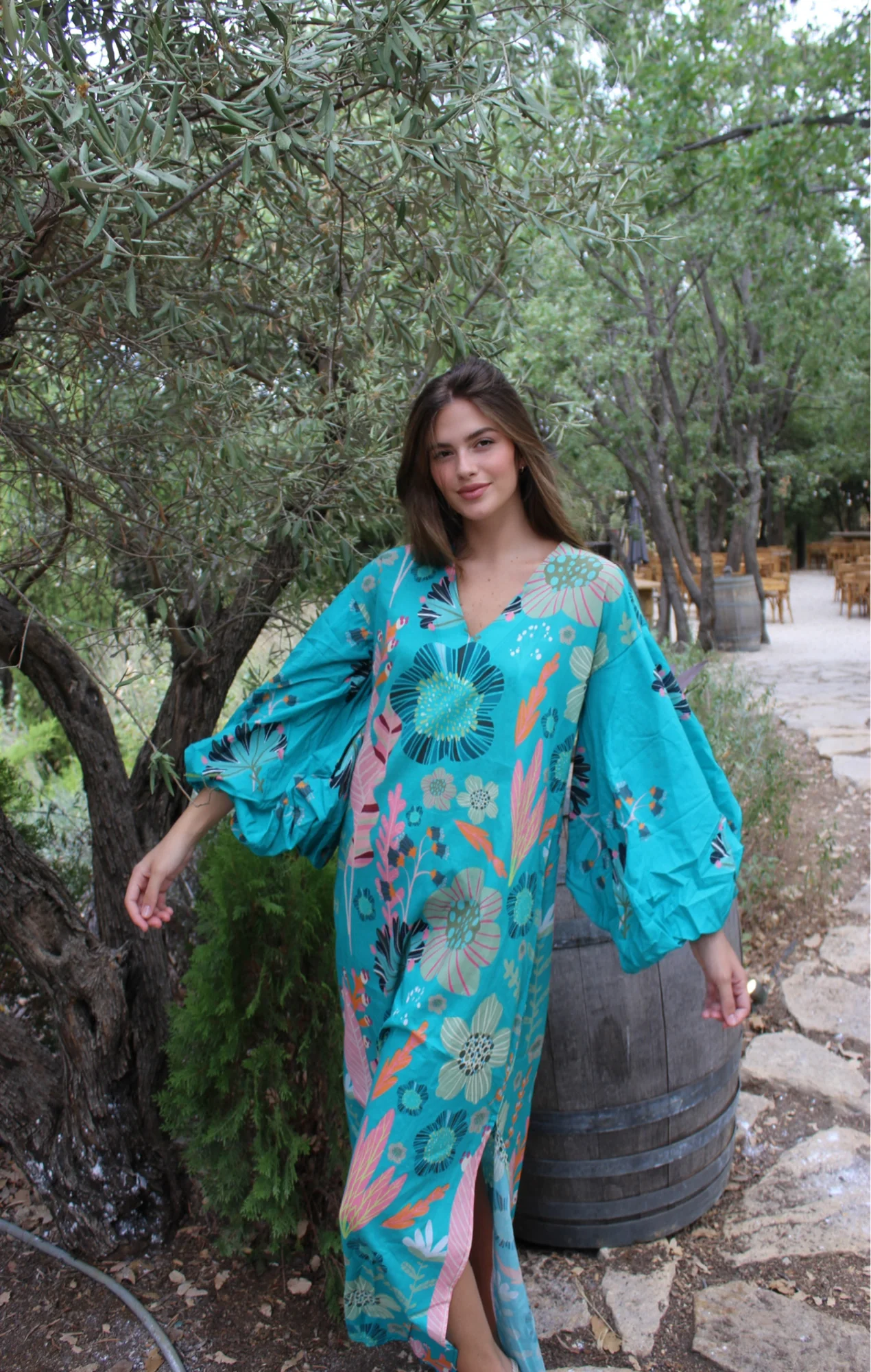 Safiya Blue Cotton Kaftan