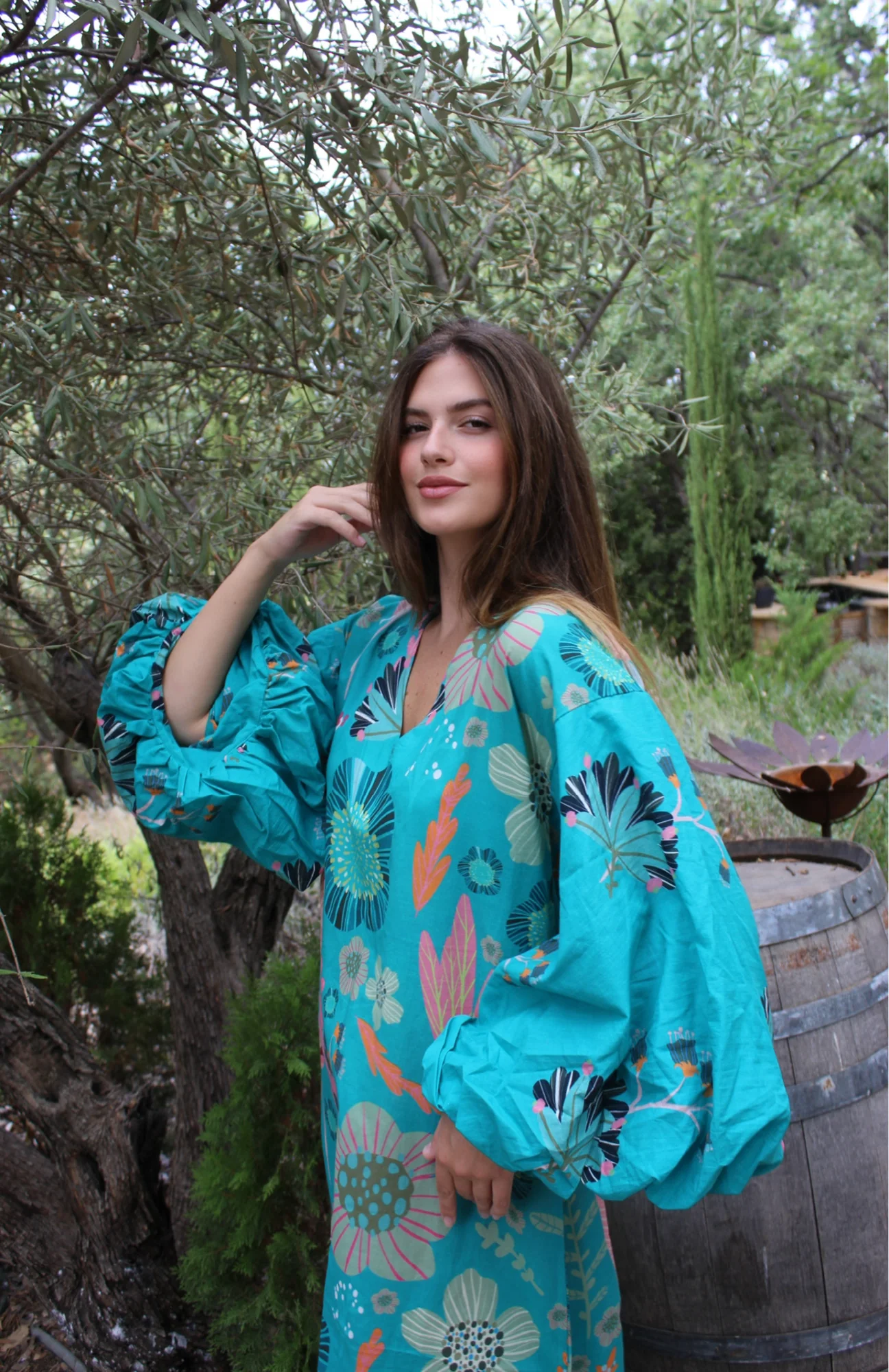 Safiya Blue Cotton Kaftan - Image 2