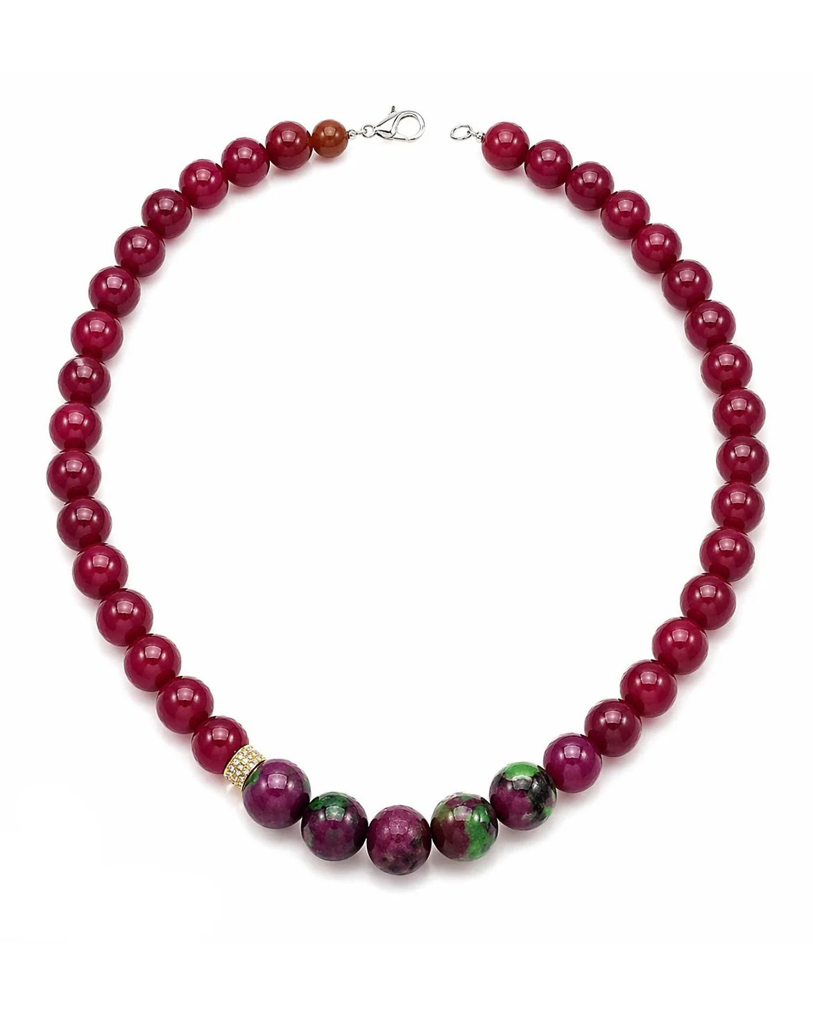 Burgundy Agate With Ruby Zoisite Matinee Necklace