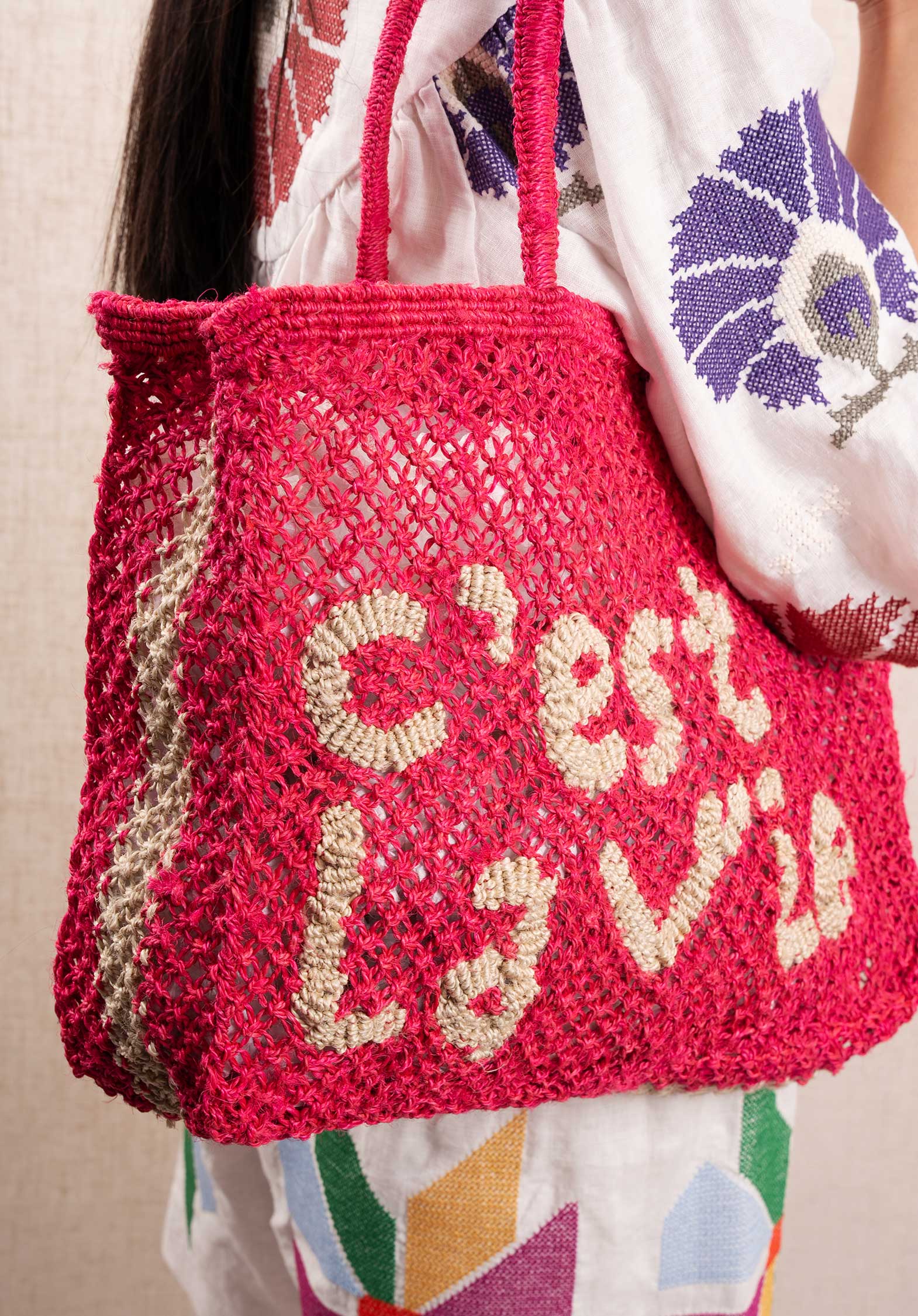 C'est La Vie Small Natural Jute Bag - Image 4