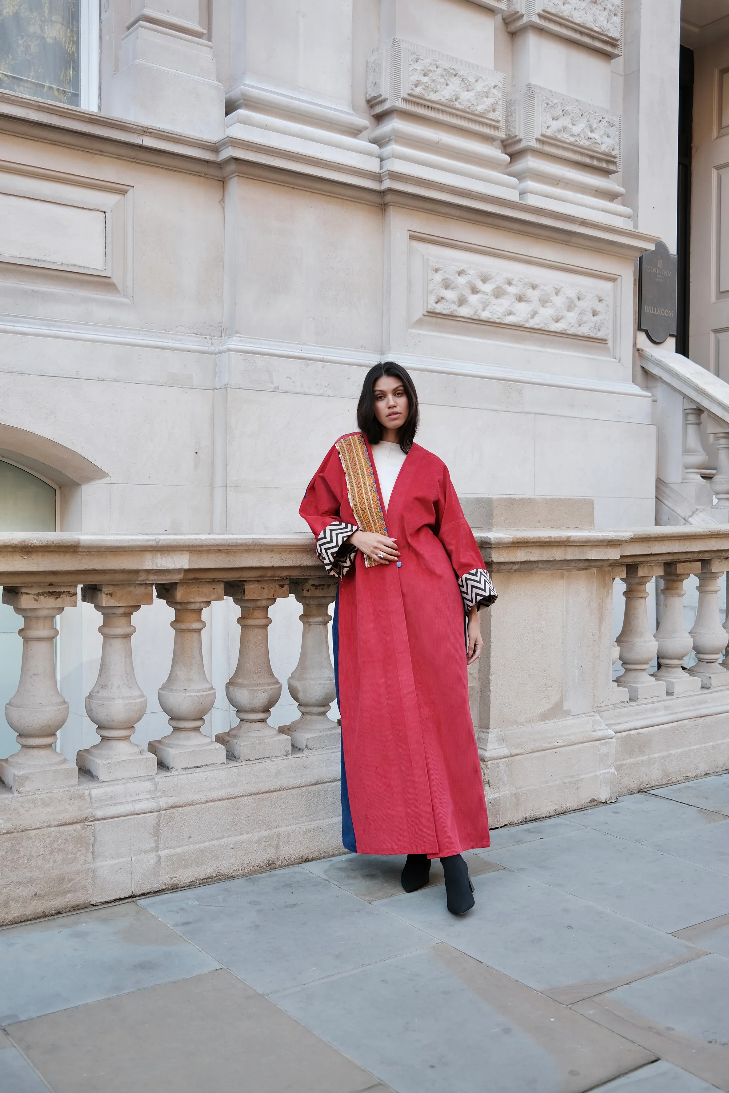 Cherry Red & Royal Blue Liberty Abaya - Image 3