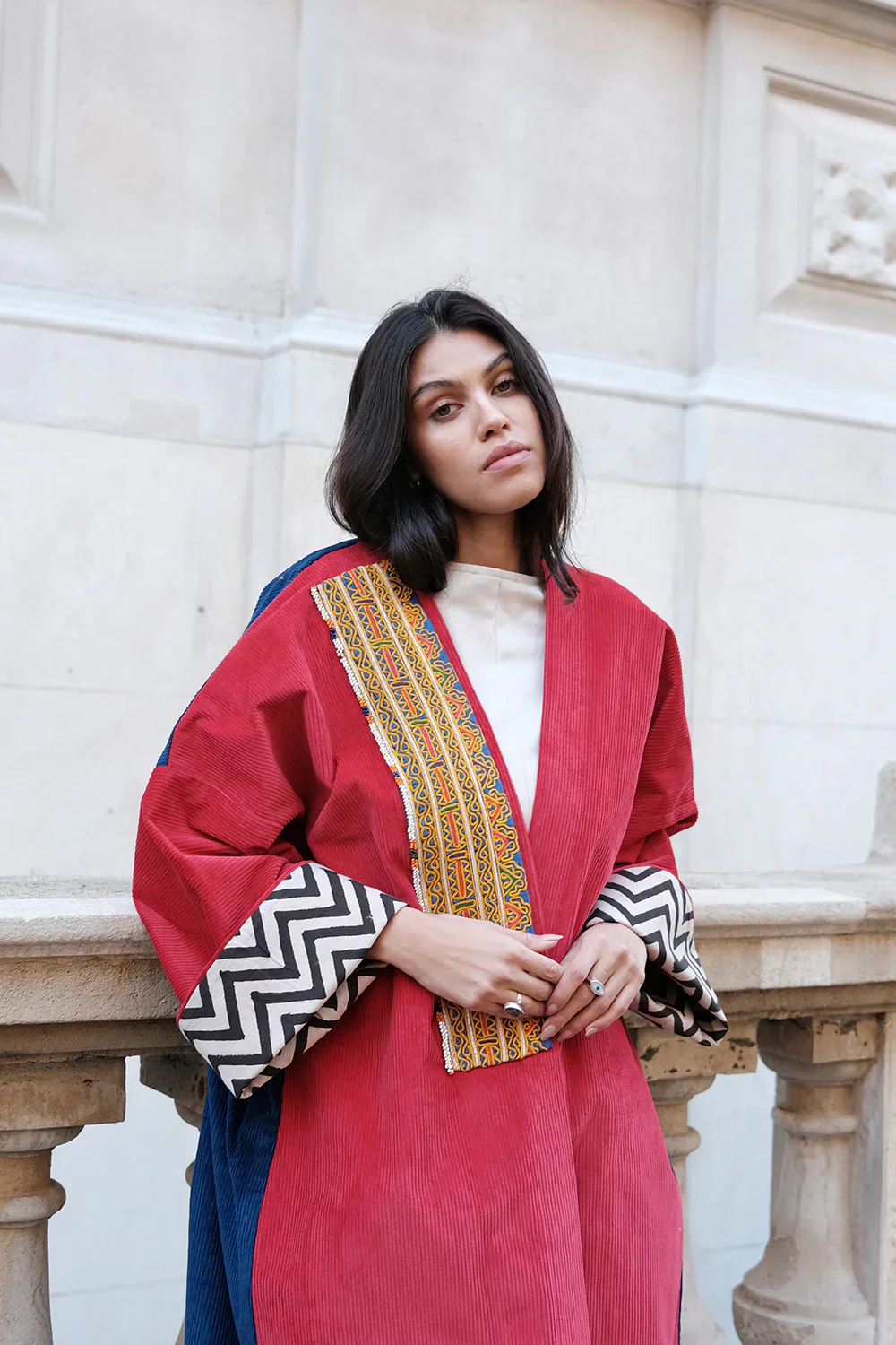 Cherry Red & Royal Blue Liberty Abaya - Image 4
