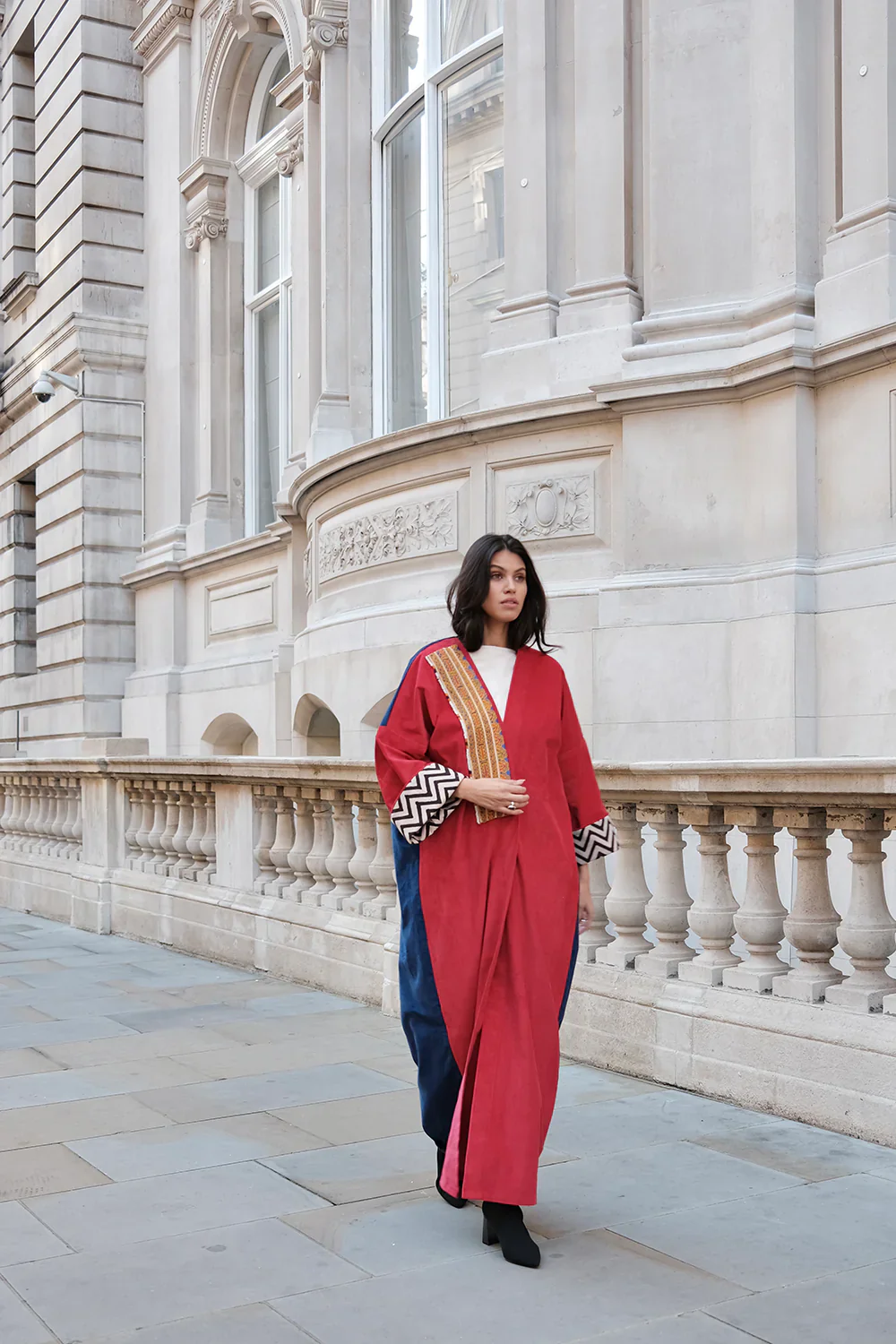 Cherry Red & Royal Blue Liberty Abaya - Image 5