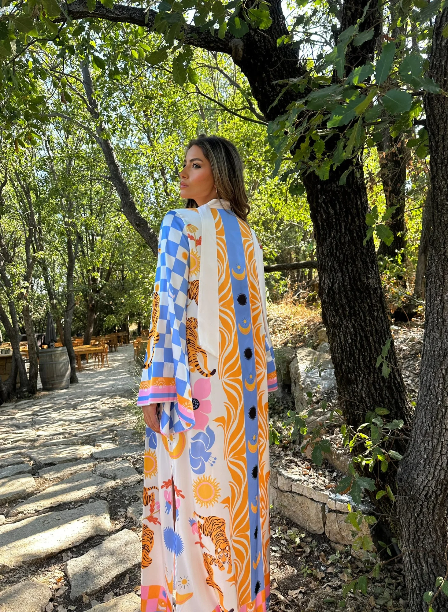 Cleo White/Orange Kaftan - Image 2