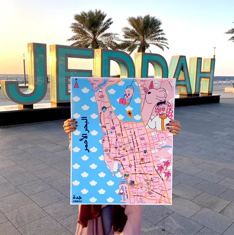 "I Love Jeddah Map" Artwork - Image 2