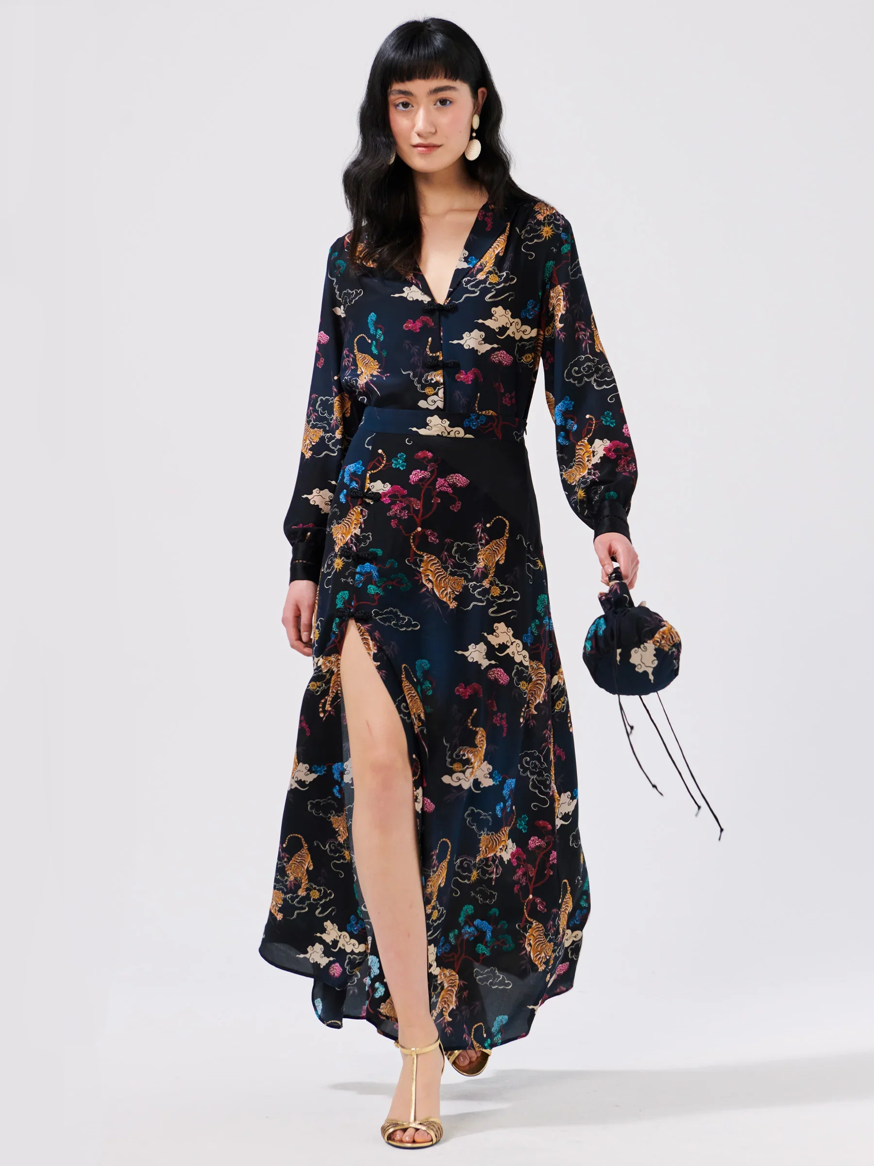 Courageous Tiger Silk Maxi Skirt - Image 2
