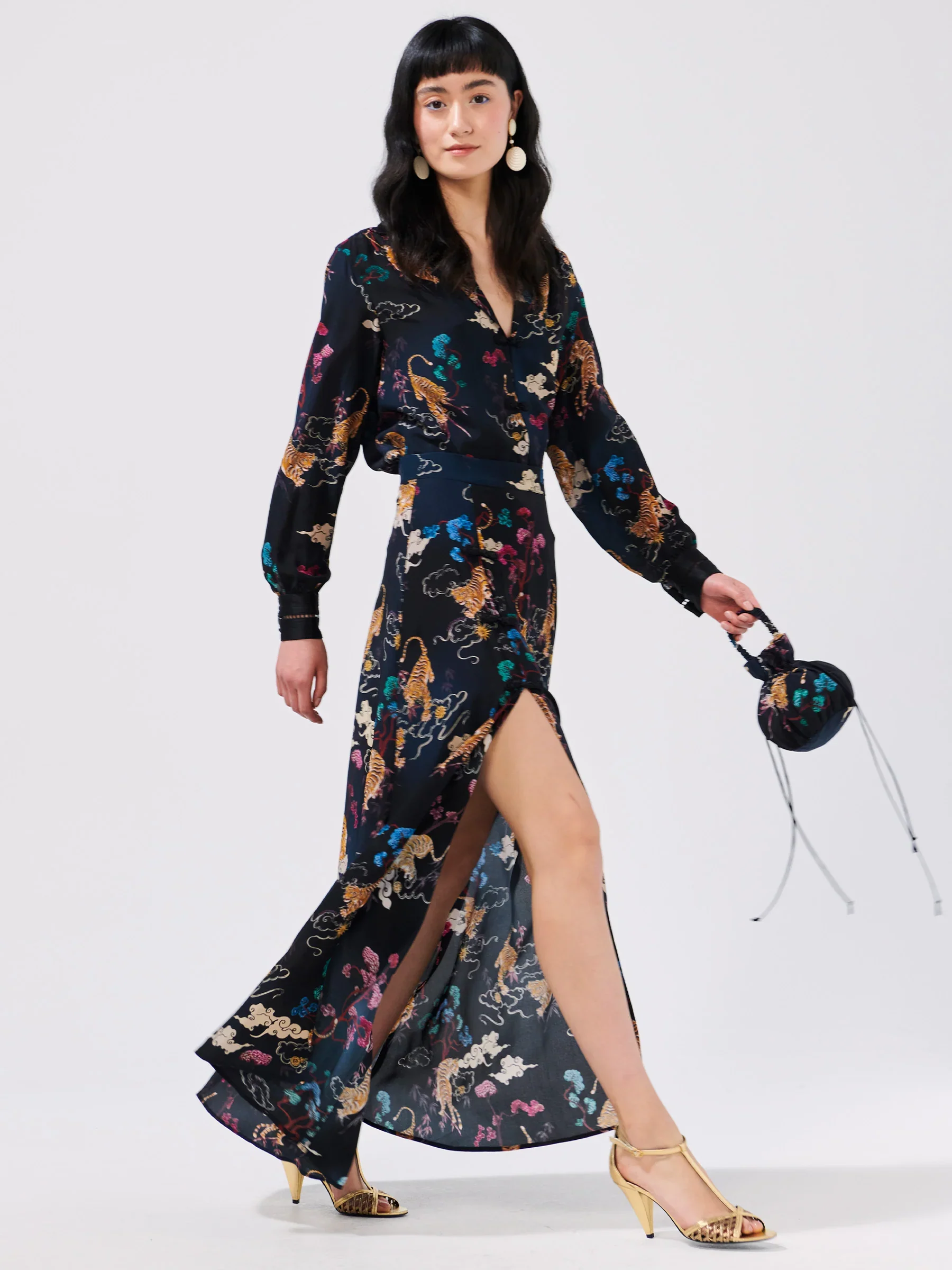 Courageous Tiger Silk Maxi Skirt - Image 3