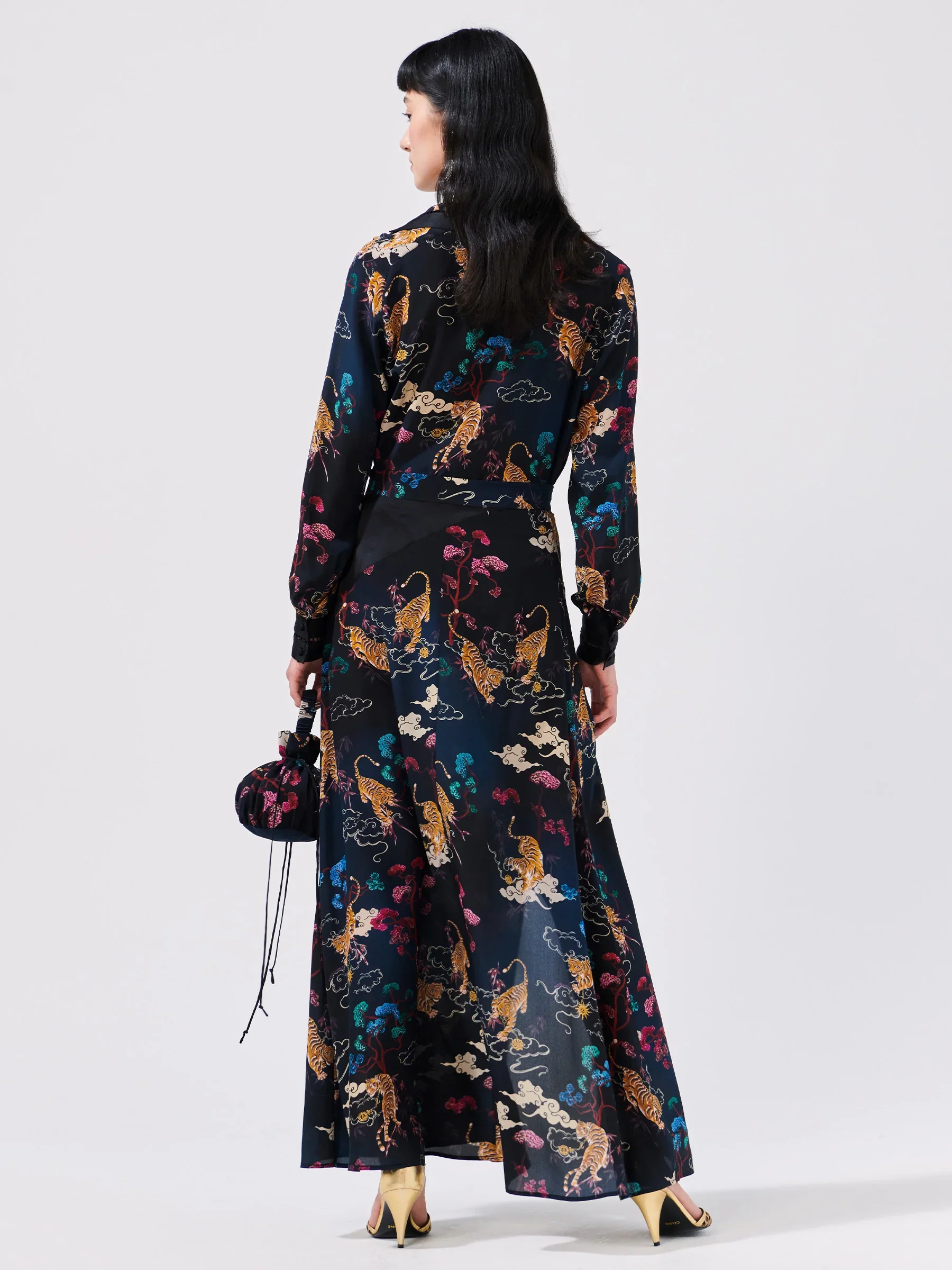 Courageous Tiger Silk Maxi Skirt - Image 4