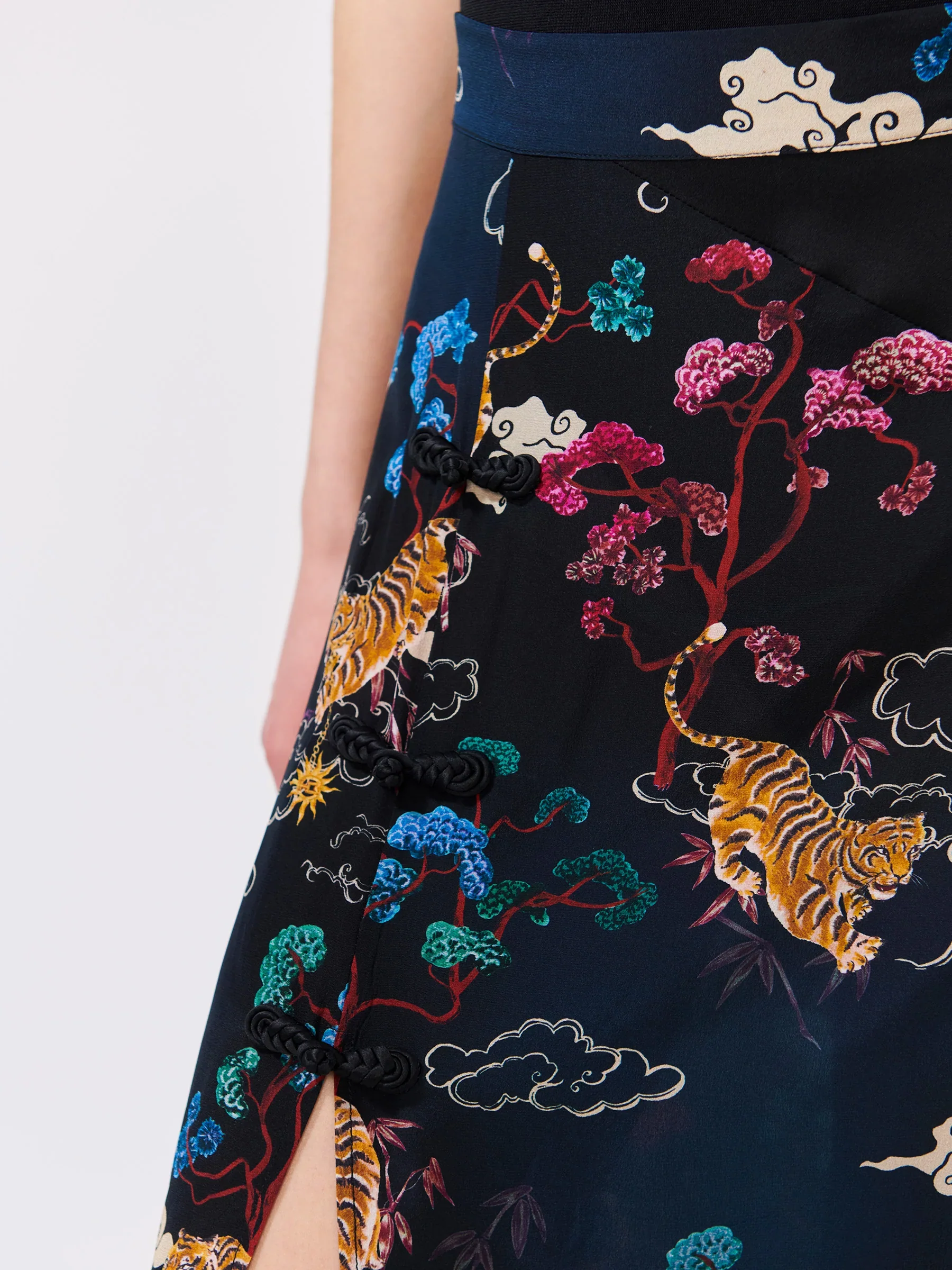Courageous Tiger Silk Maxi Skirt - Image 5
