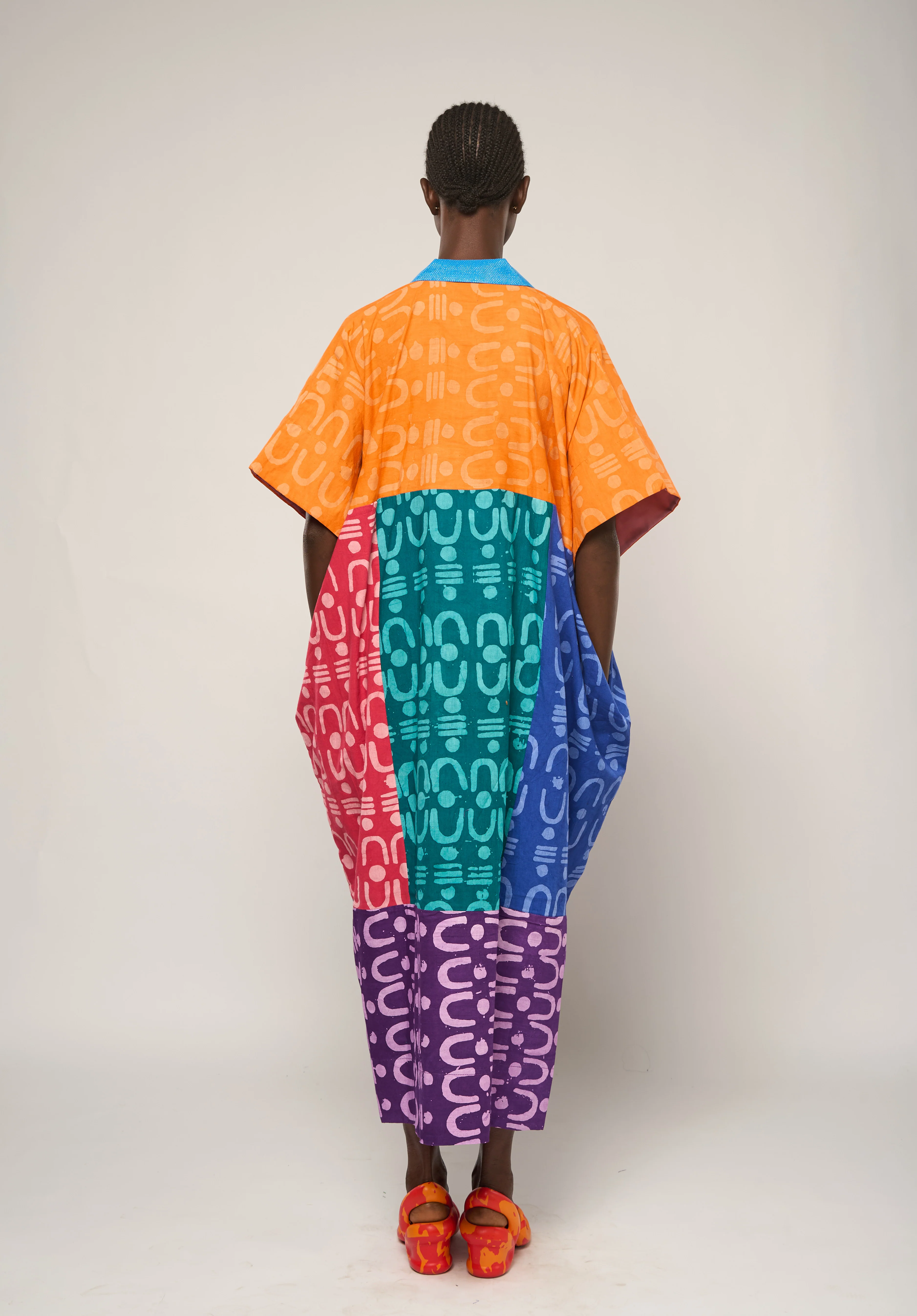 Eid Tribal Multicolor Midi Agbada with Blue Asooke Collar - Image 3