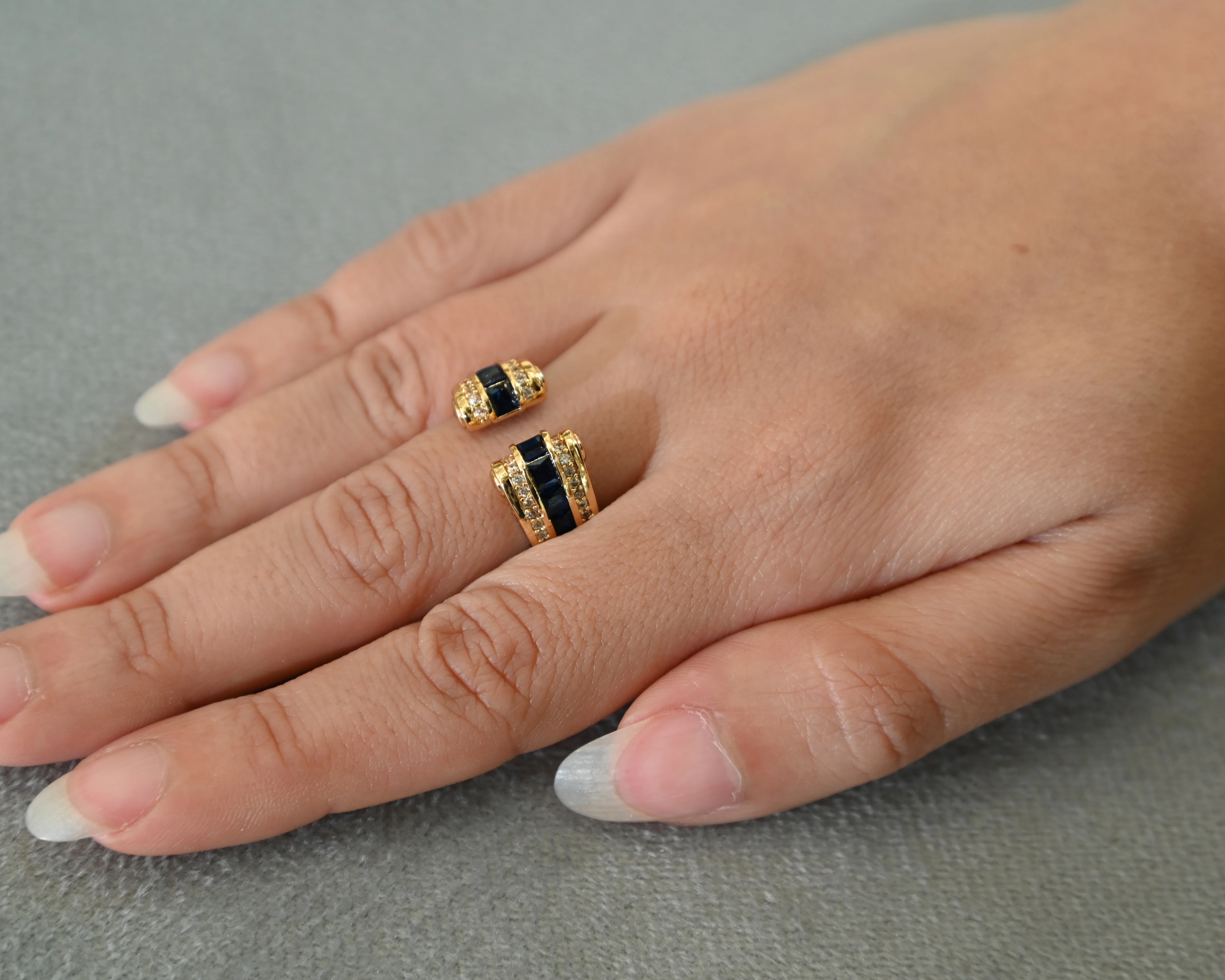 Gold Elegant Romian Blue Ring - Image 2