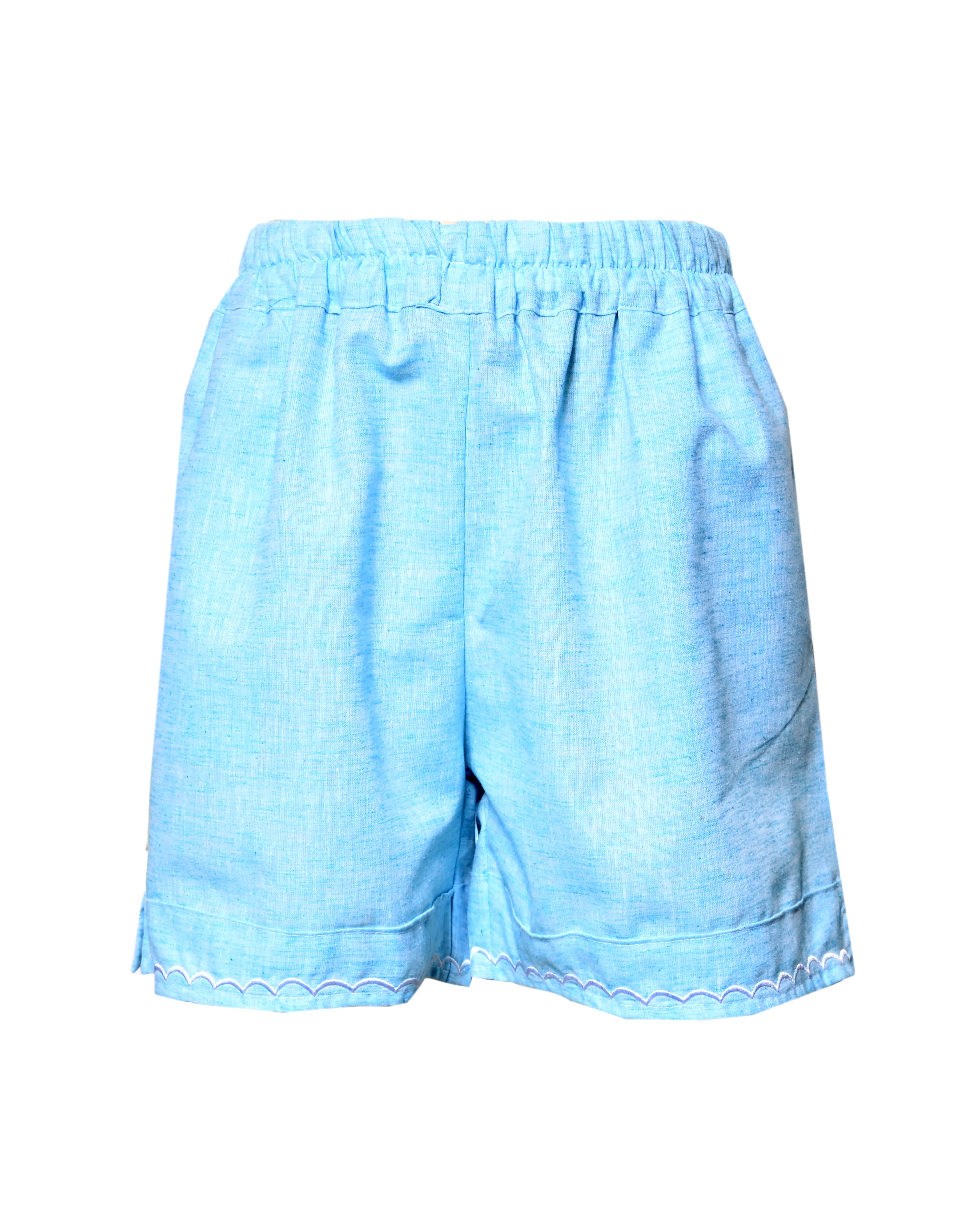 Embroidered Blue Linen Set - Image 3