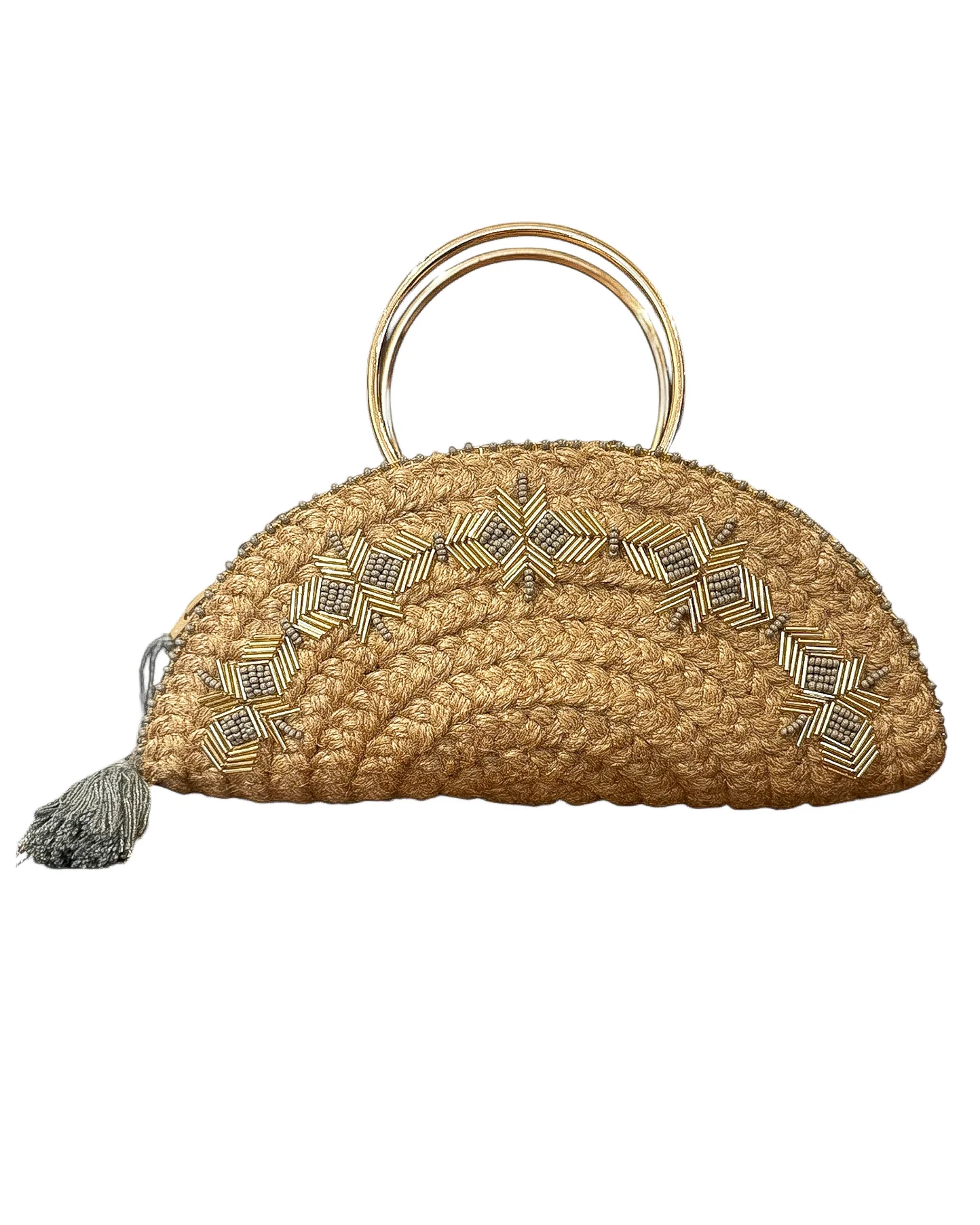 Embroidered Rattan Clutch