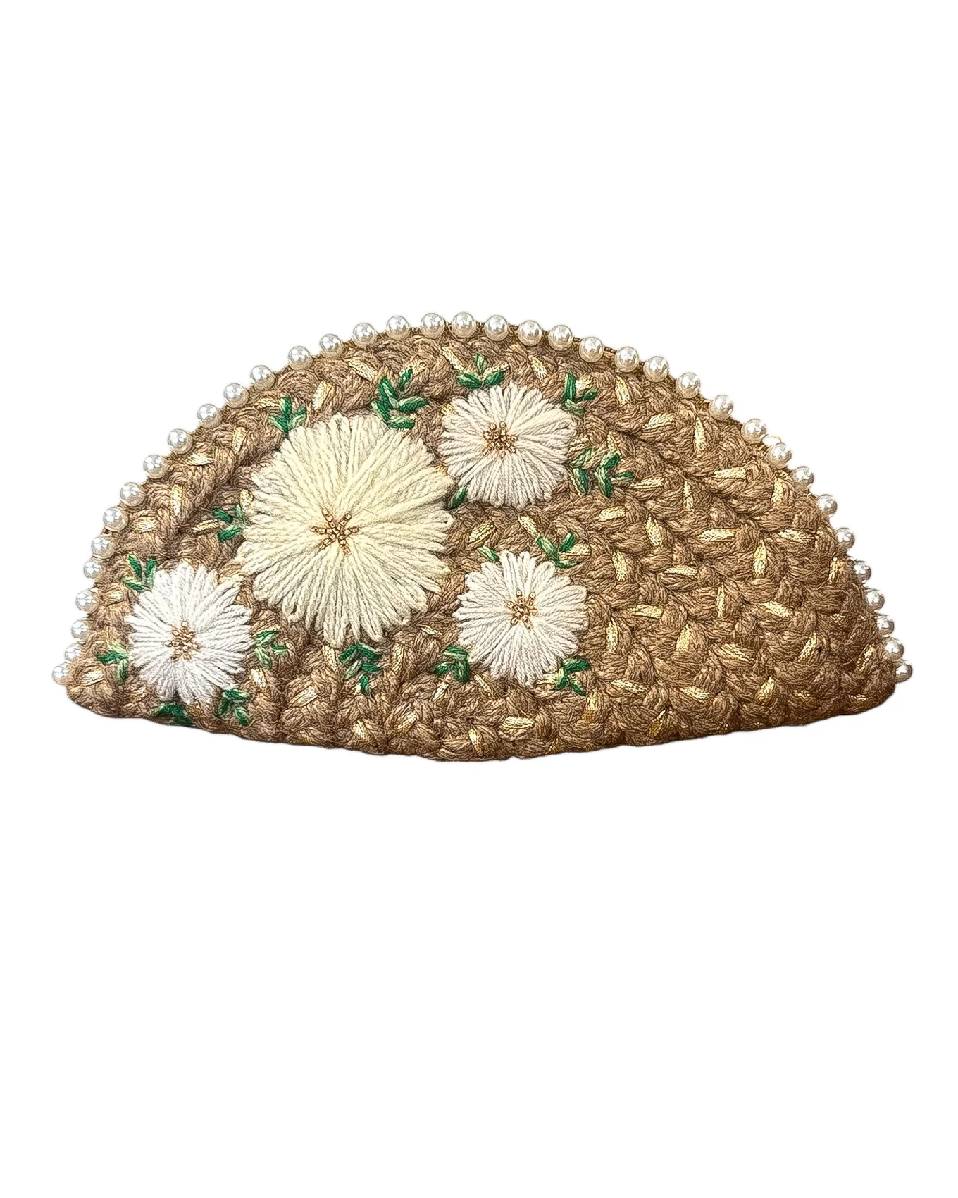 Embroidered Rattan Clutch