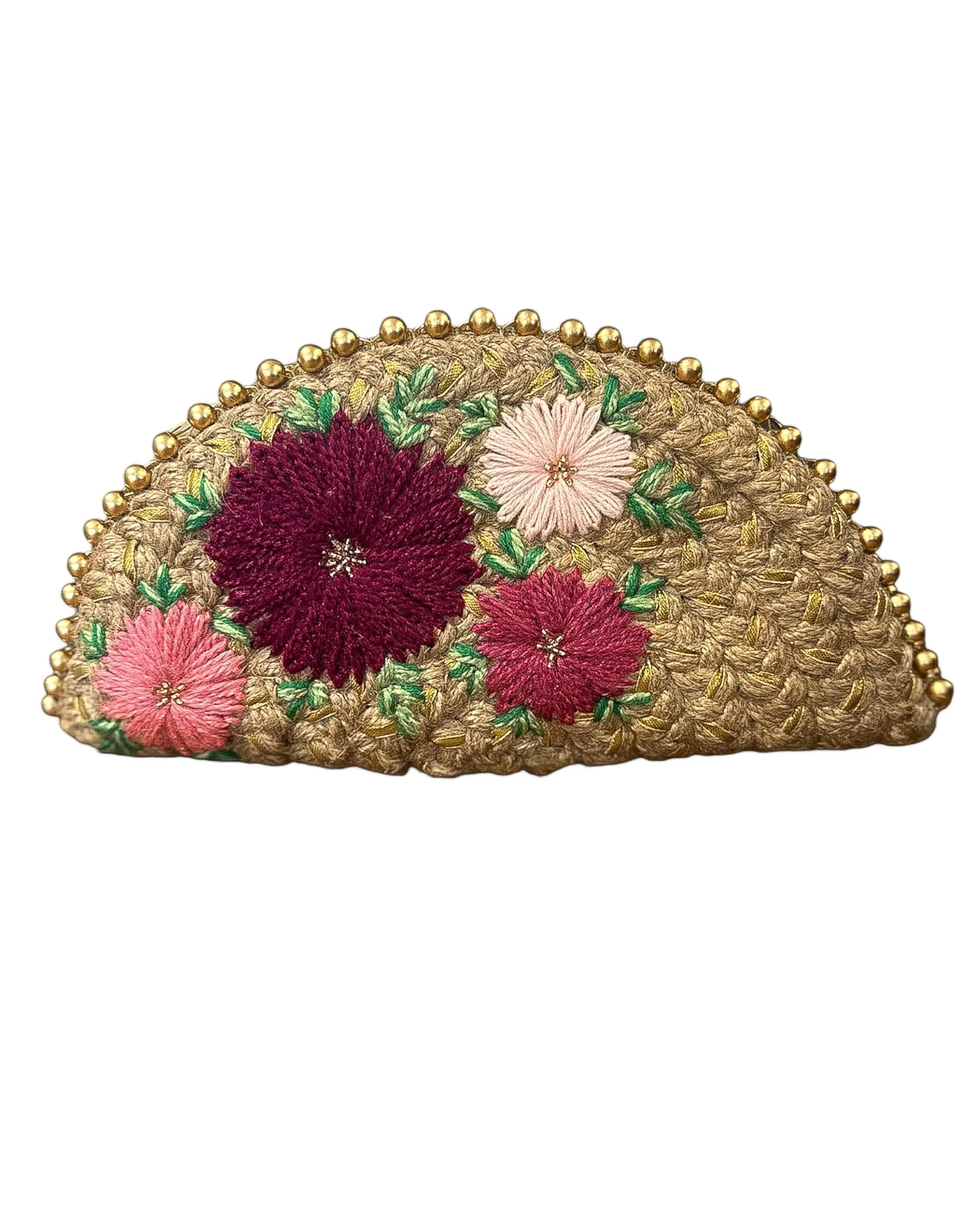 Embroidered Rattan Clutch