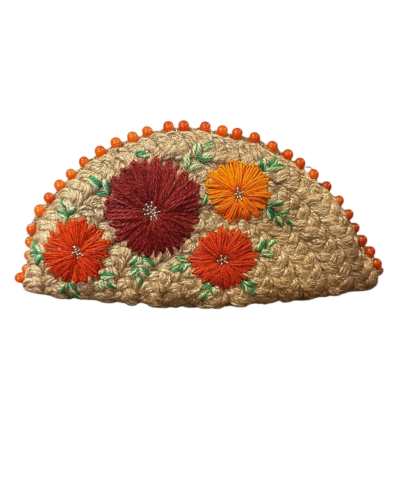 Embroidered Rattan Clutch