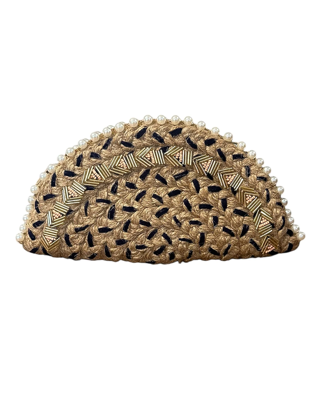 Embroidered Rattan Clutch