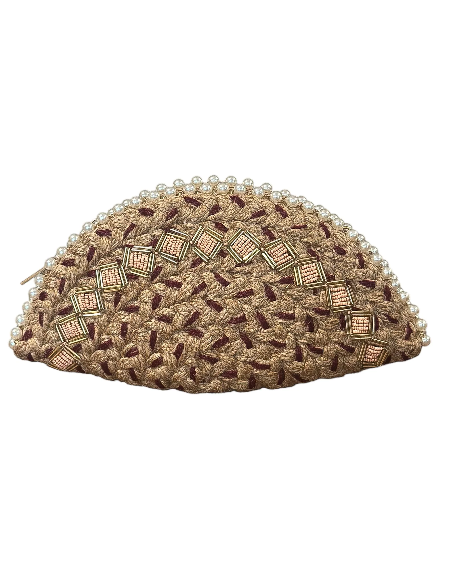 Embroidered Rattan Clutch