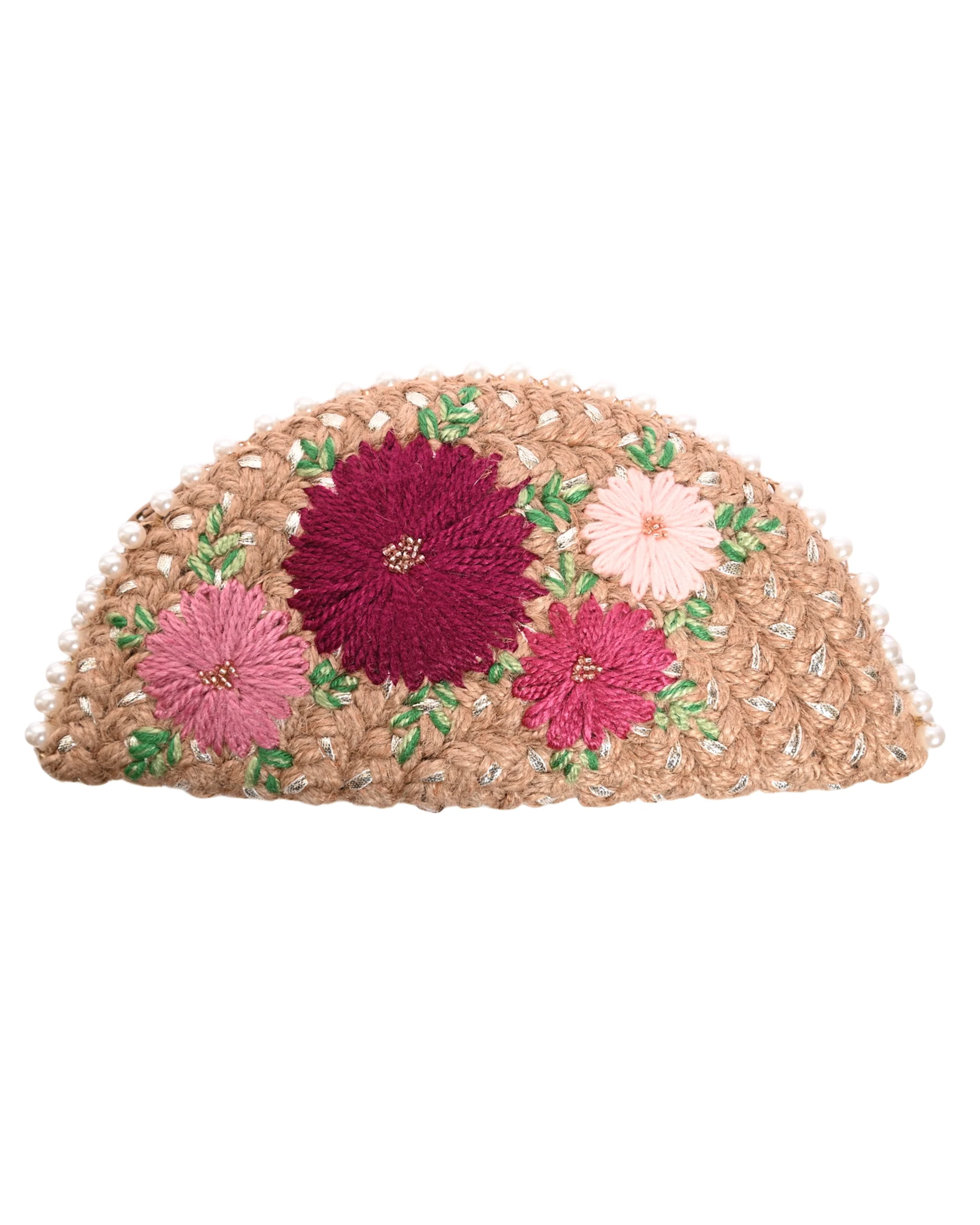 Embroidered Rattan Clutch