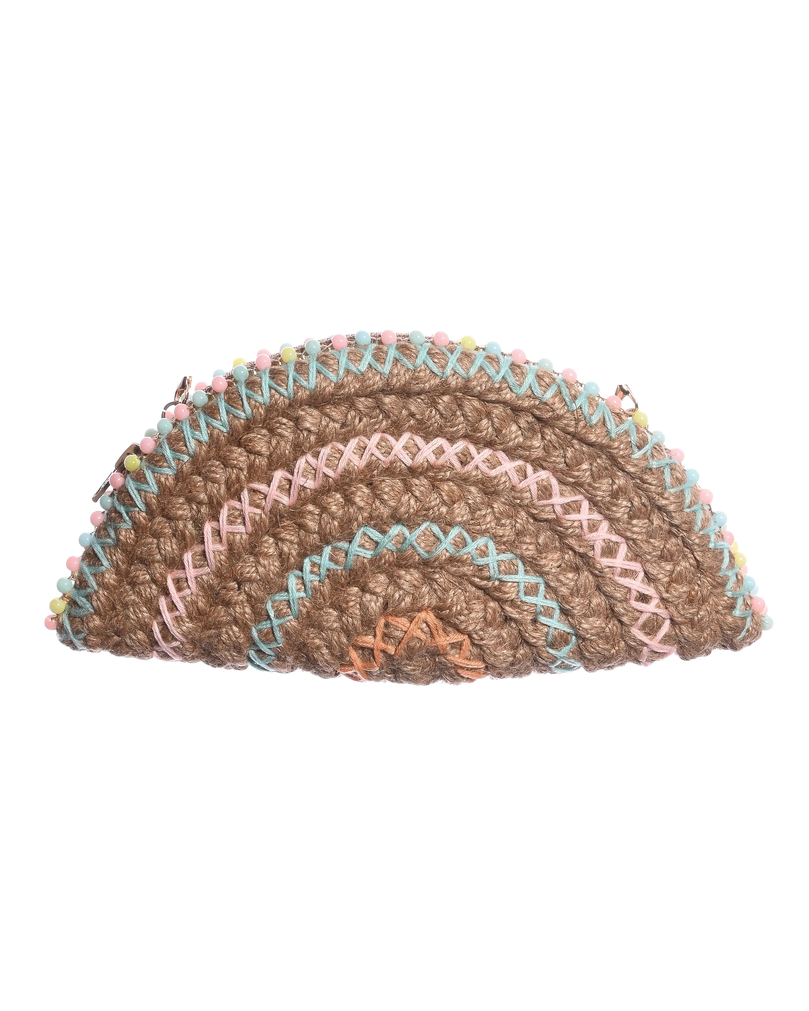 Embroidered Rattan Clutch