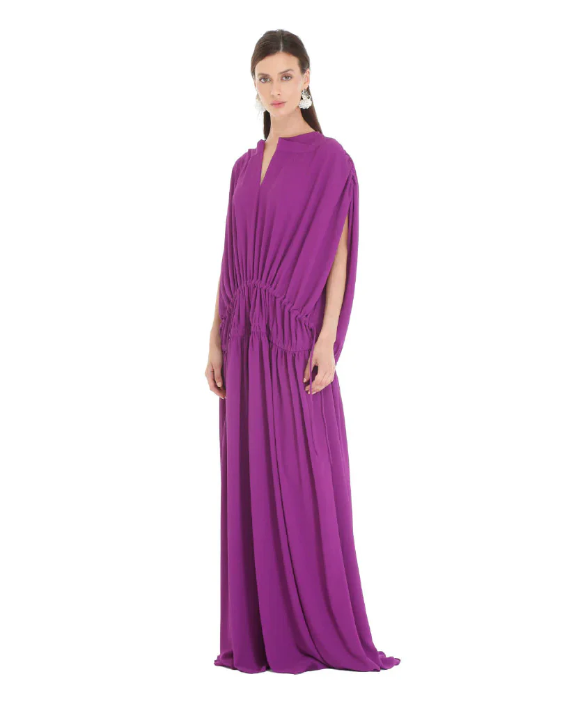 Fatima Purple Ruched Kaftan