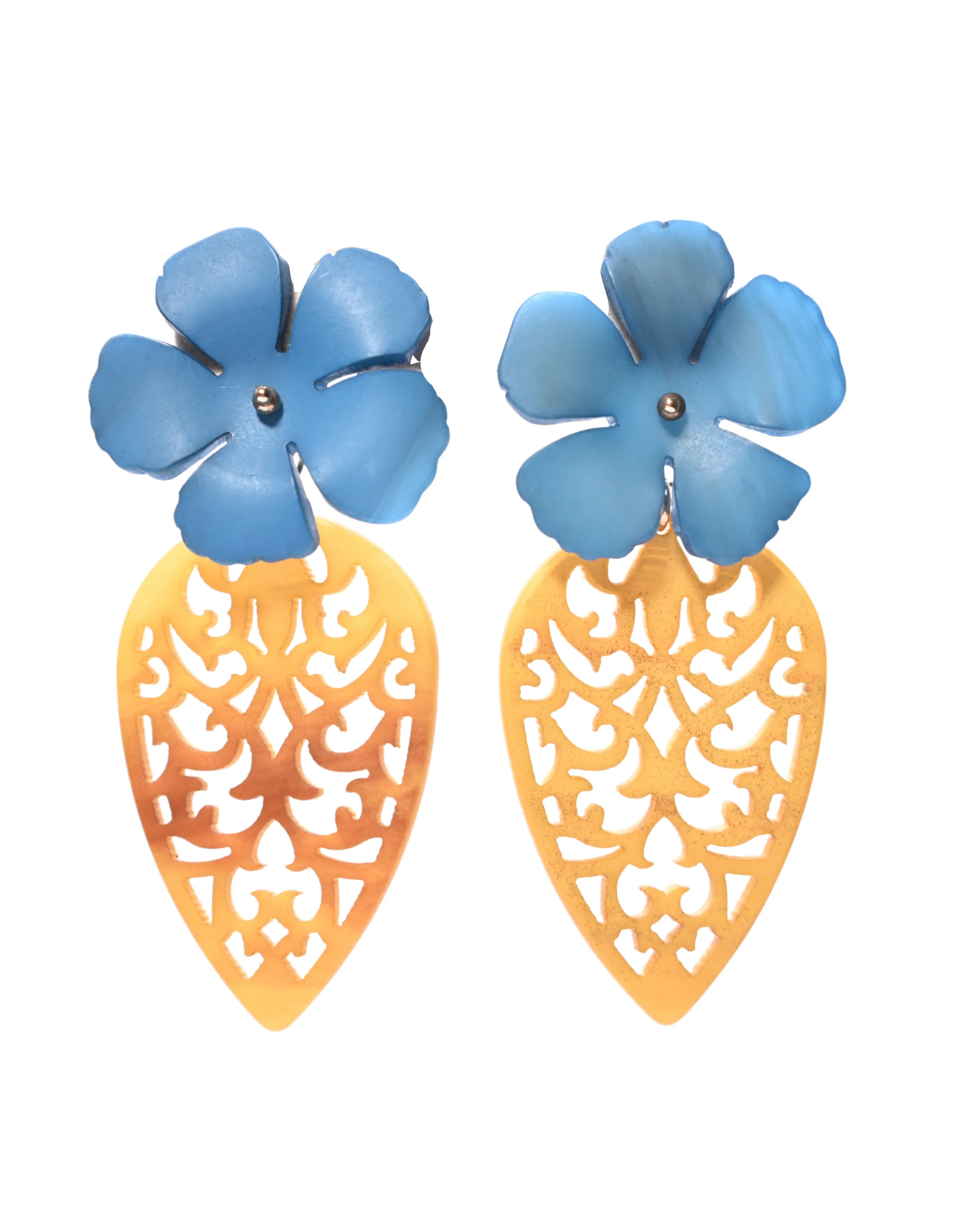 Floral Engraved Drop Earrings