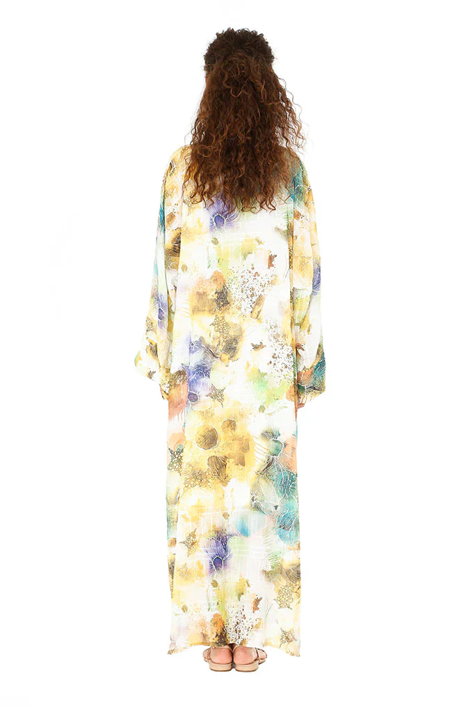 Gardenia Green High Collar Kaftan - Image 2
