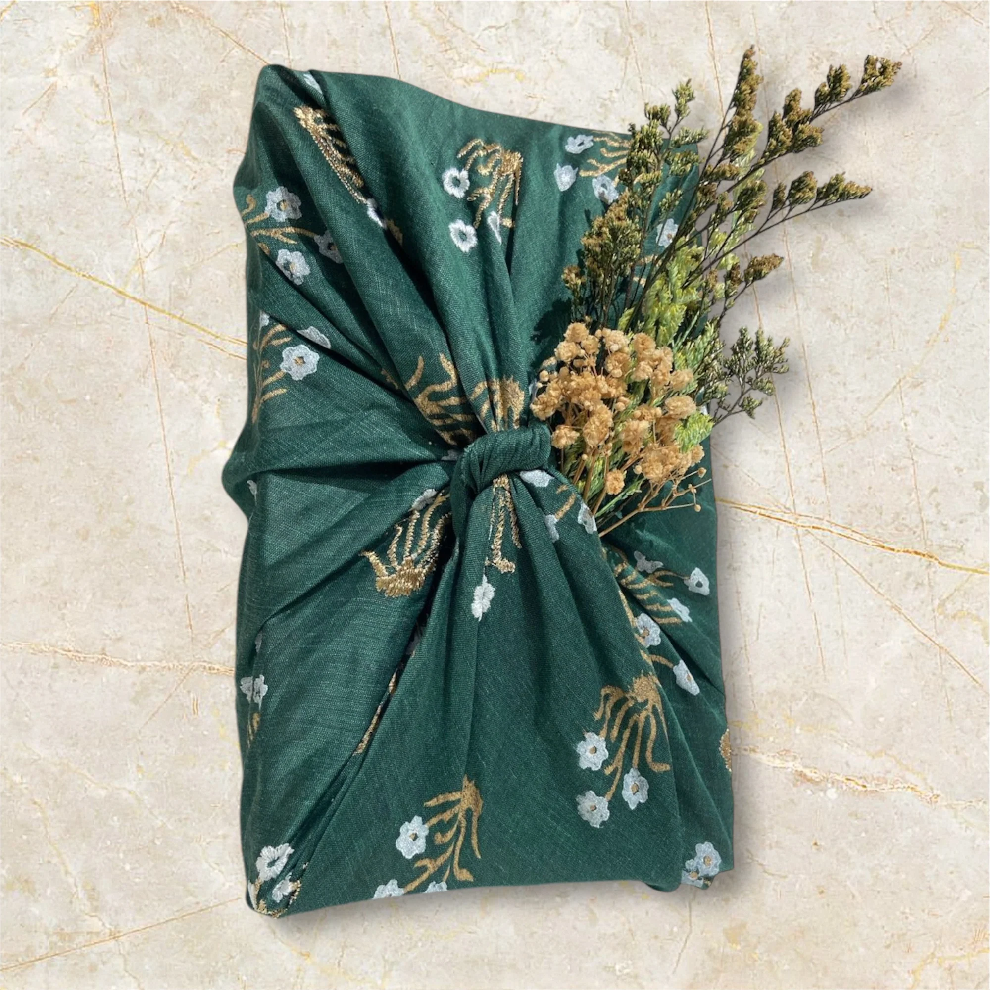 Luxury: Box with Fabric Wrap & Flowers