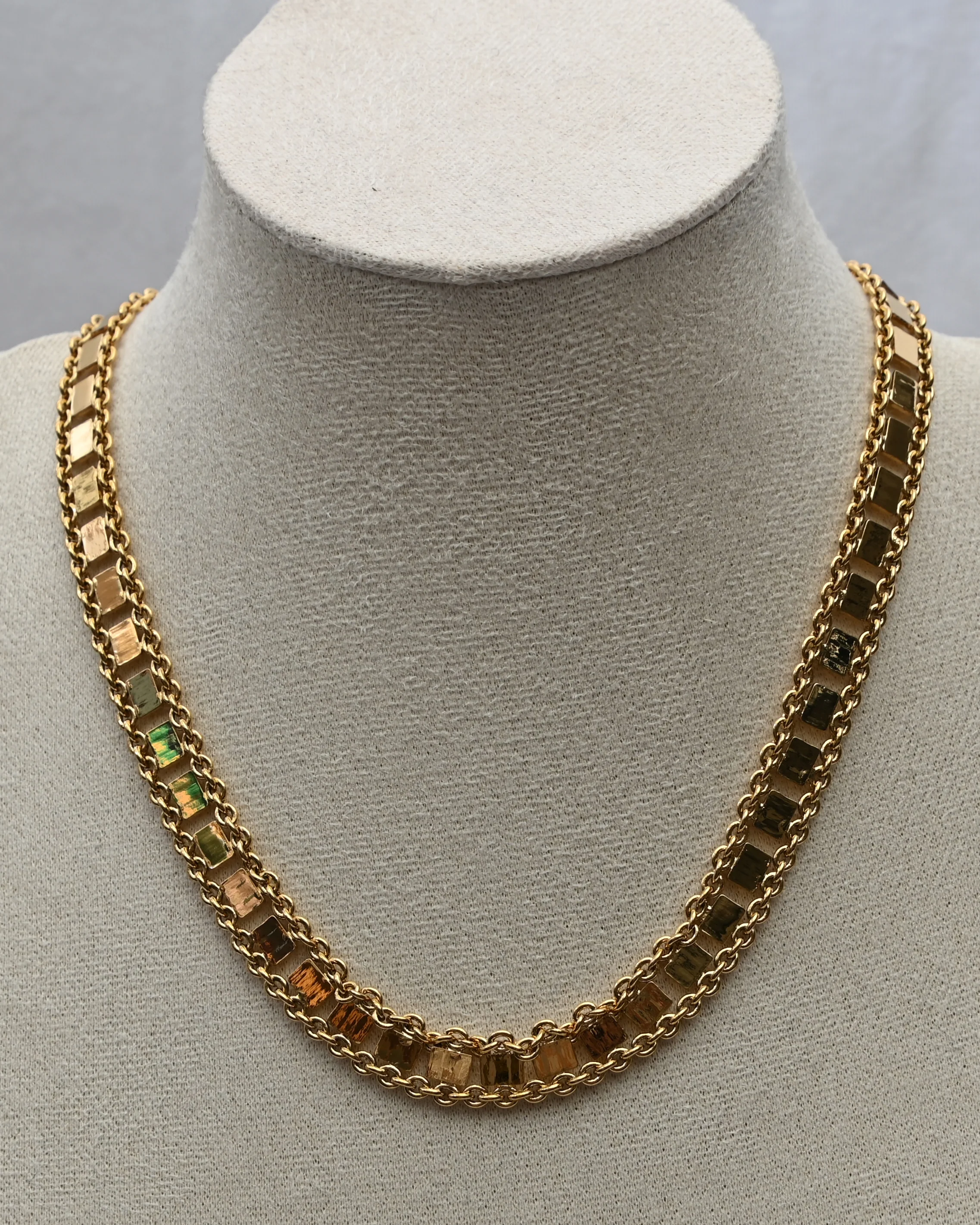 Gold Belt Square Chain Necklace