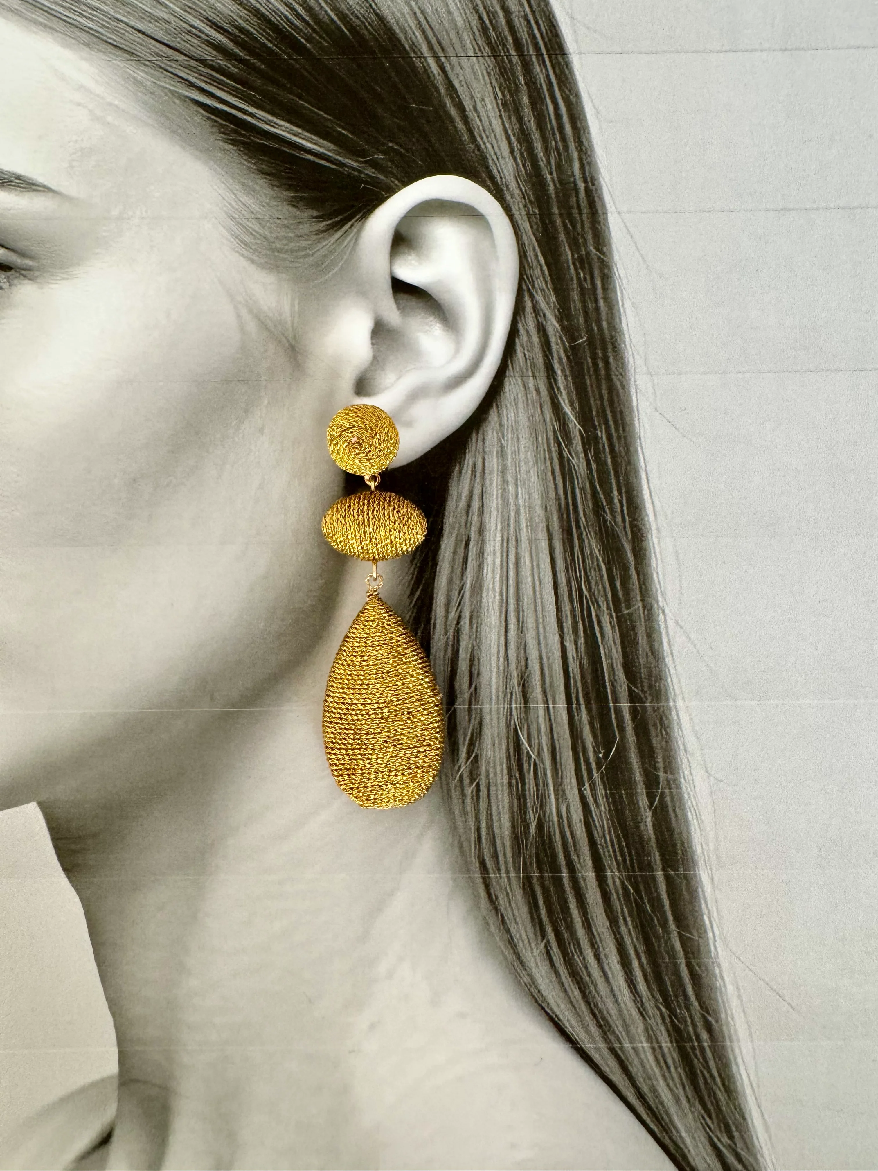 Gold Bubble Drop Earrings - Image 2