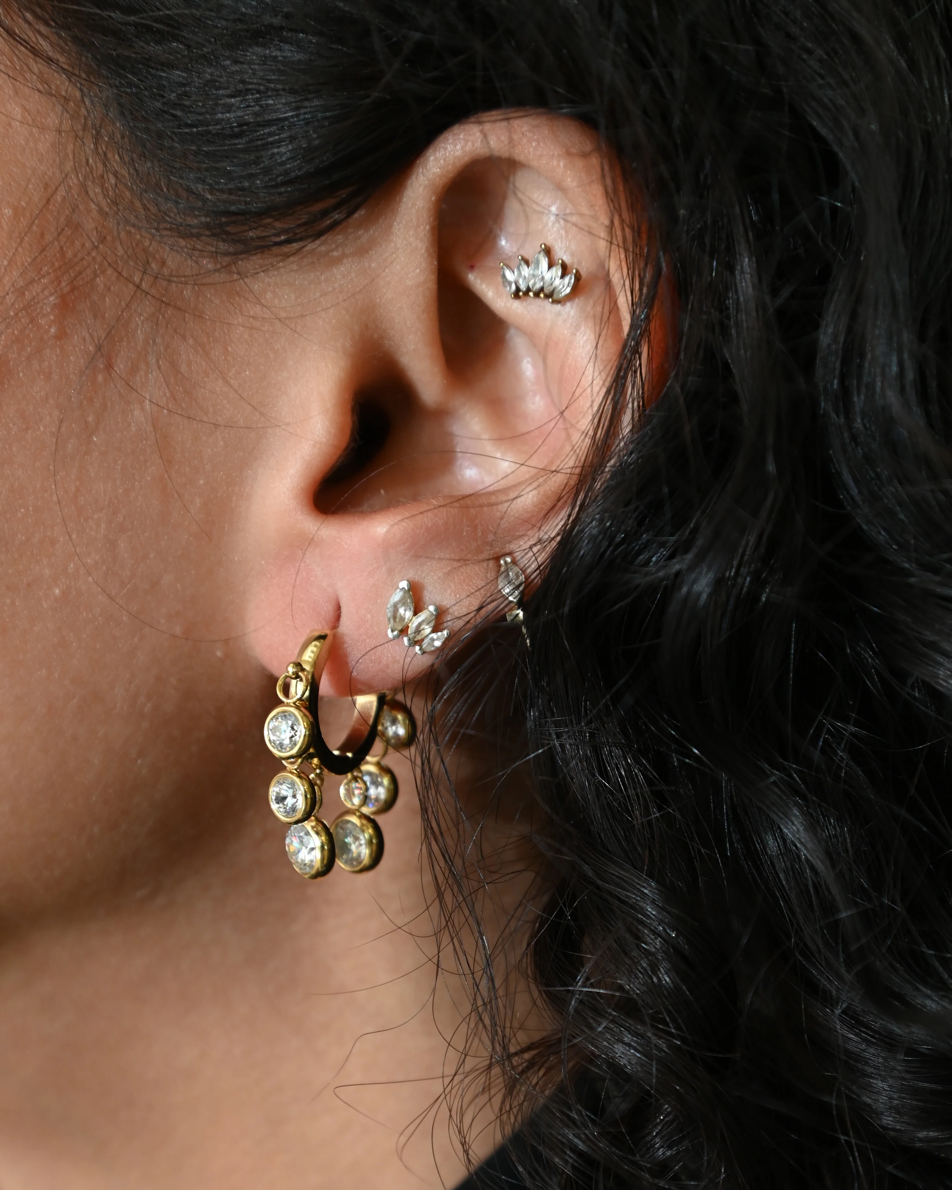 Gold Nava Circle Hush Earrings