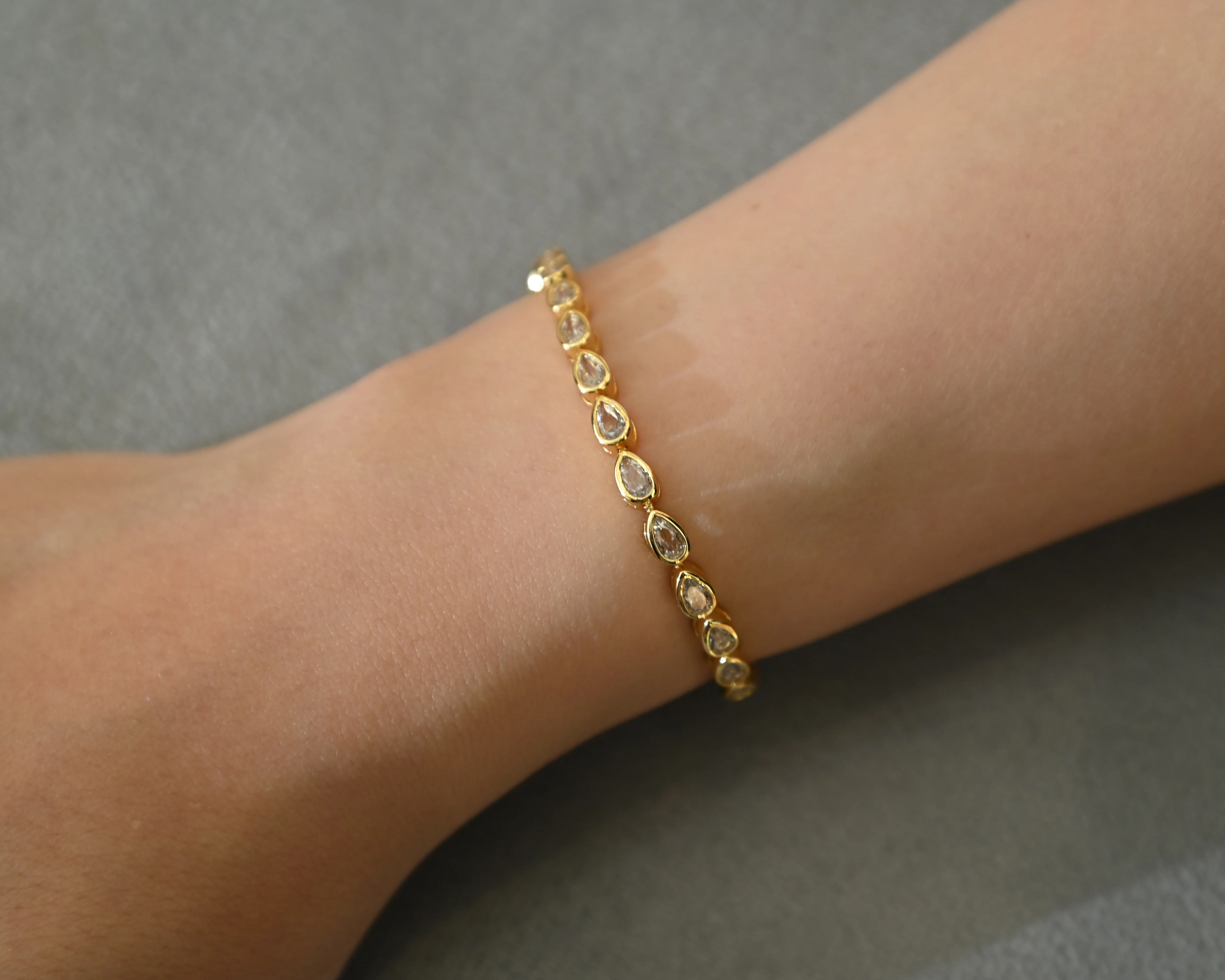 Gold Nava Drop Tennis Bracelet