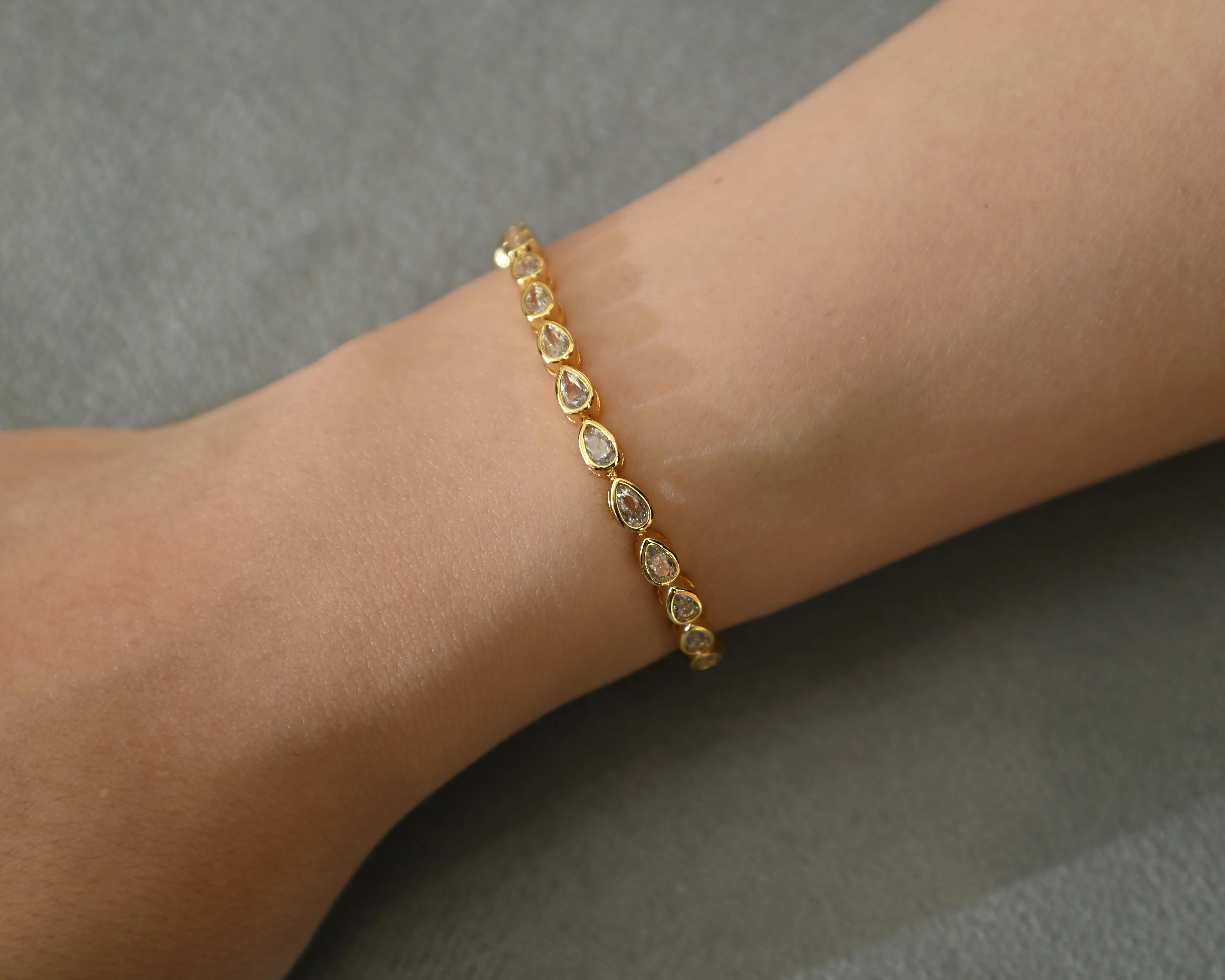 Gold Nava Drop Tennis Bracelet - Image 2