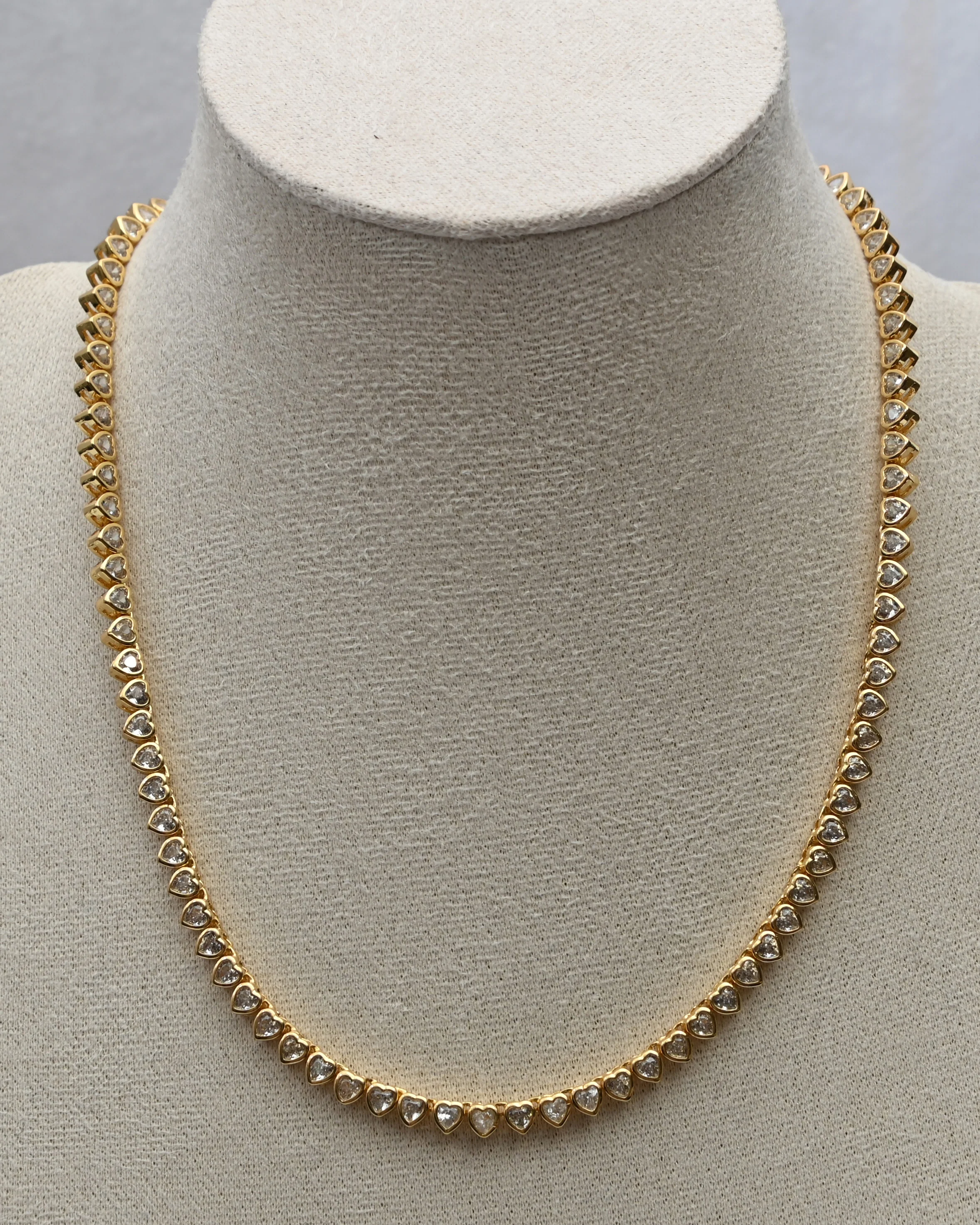 Gold Nava Heart Tennis Necklace