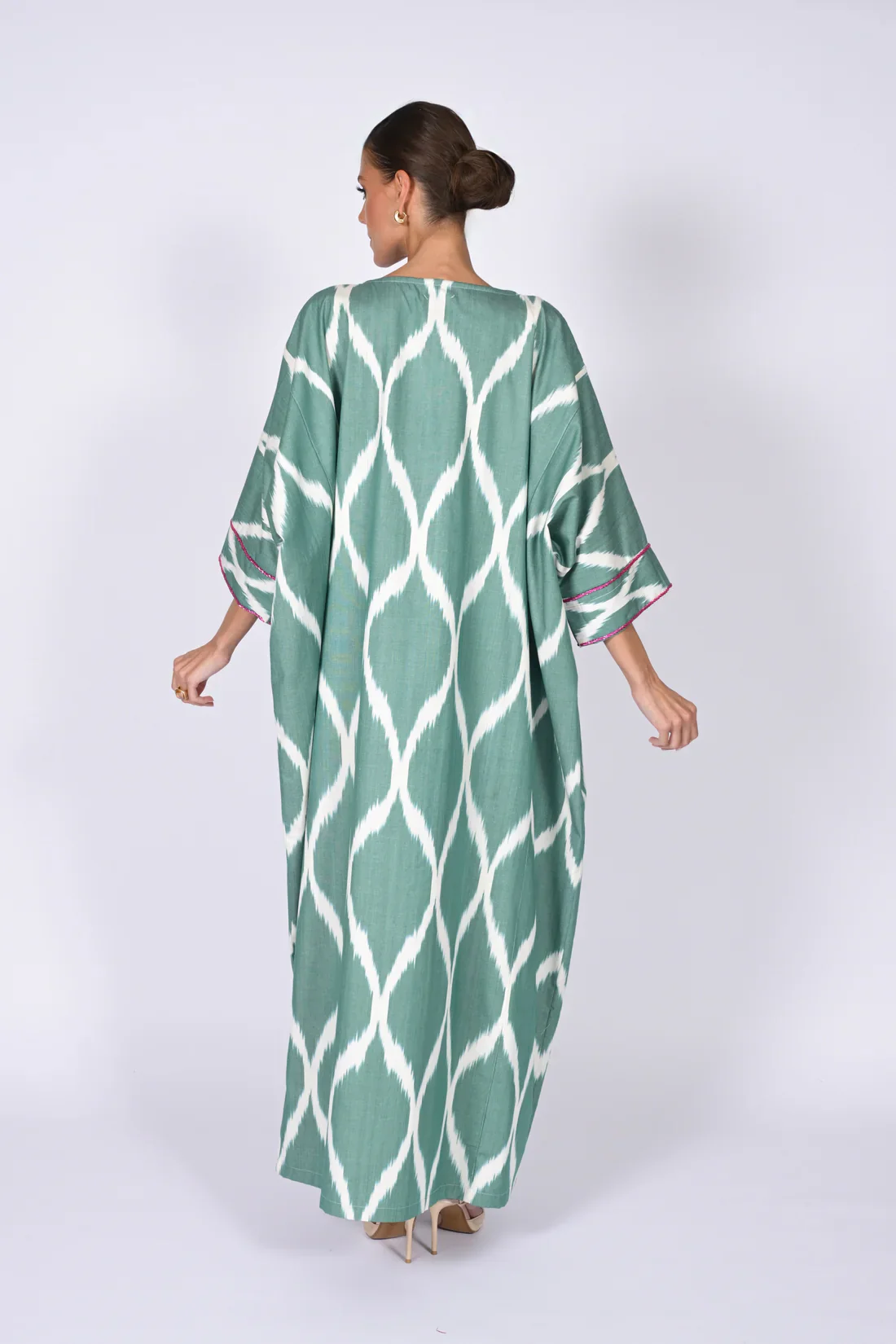 Green Madawi Ikat Kaftan - Image 3