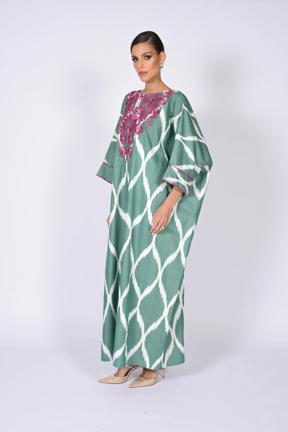 Green Madawi Ikat Kaftan - Image 6