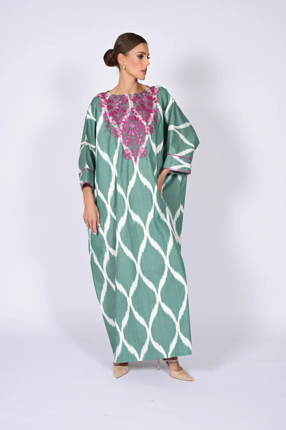 Green Madawi Ikat Kaftan - Image 7
