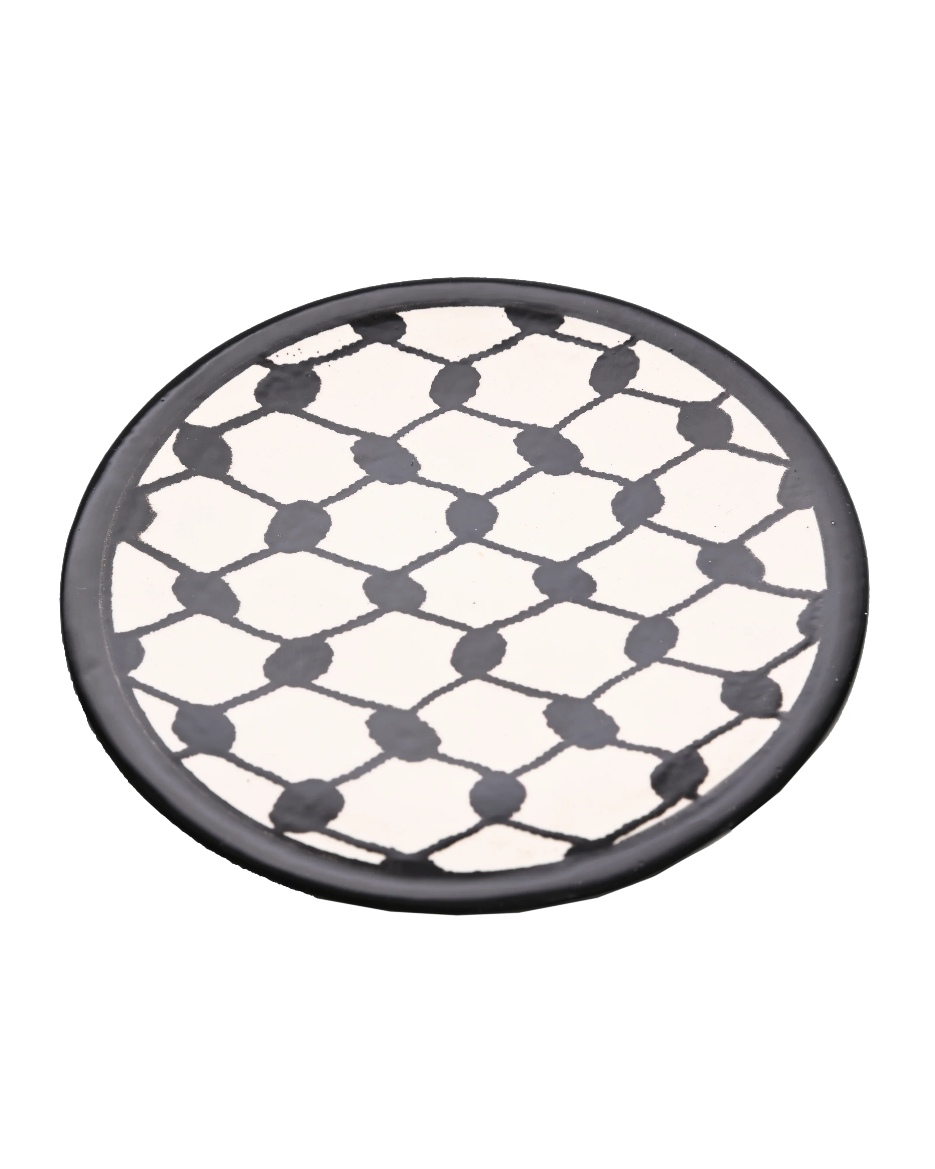Hand-Painted Kuffiyah Ceramic Saucer