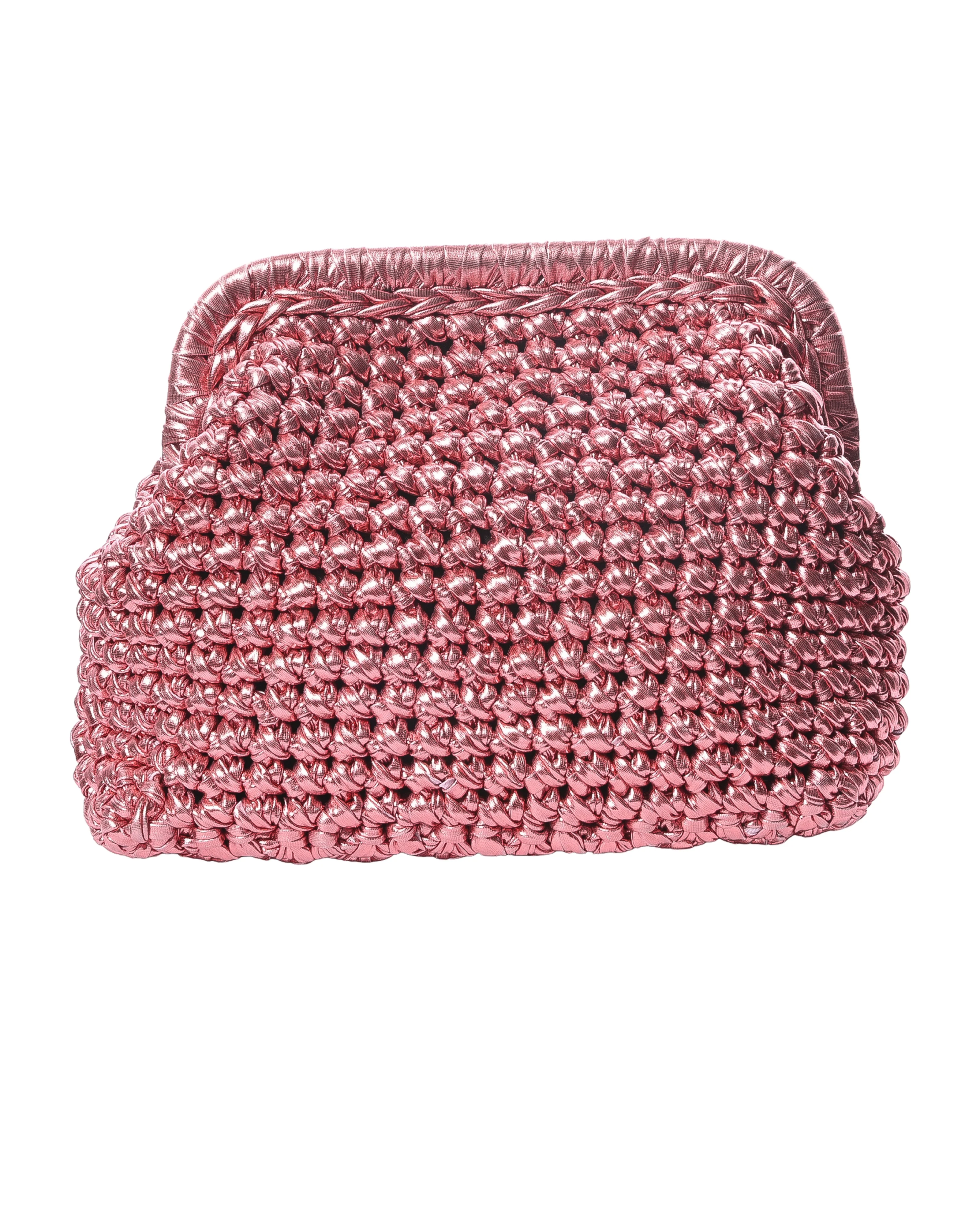 Handmade Candy Pink Crochet Clutch Bag