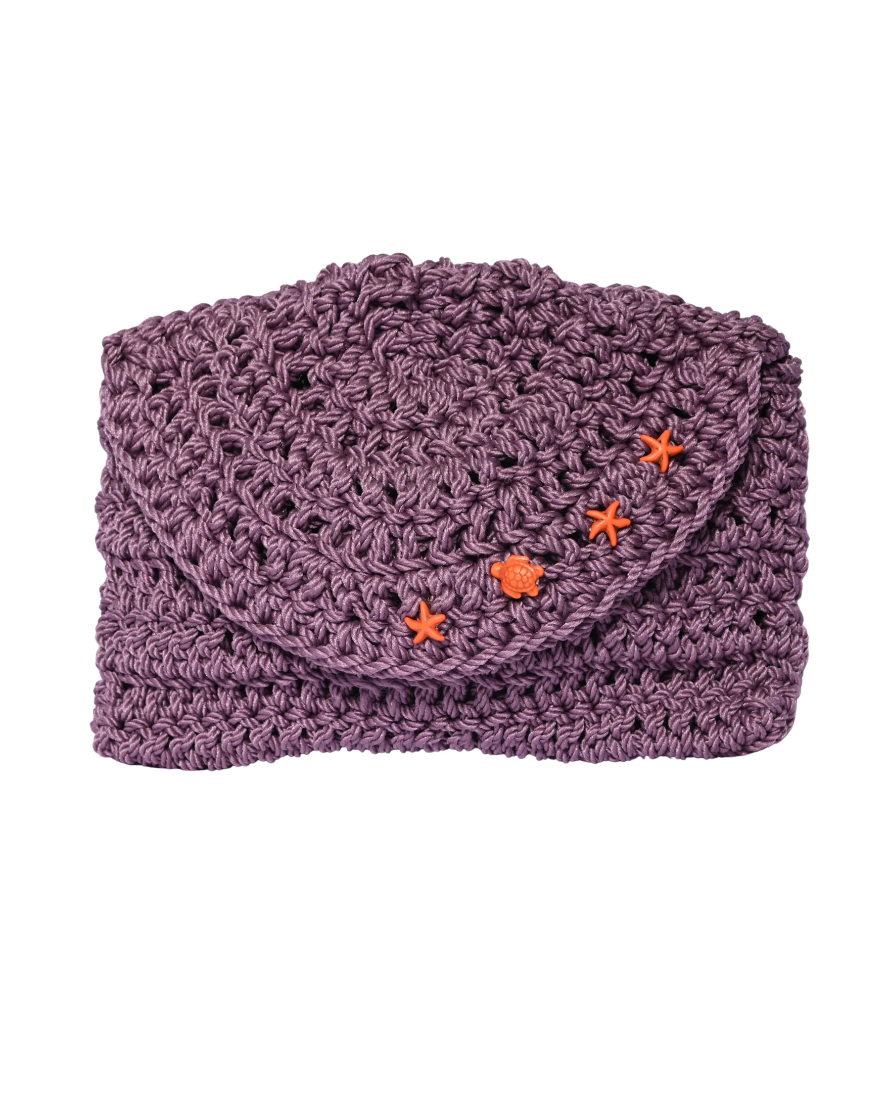 Handmade Purple Crochet Pouch with Embellishments