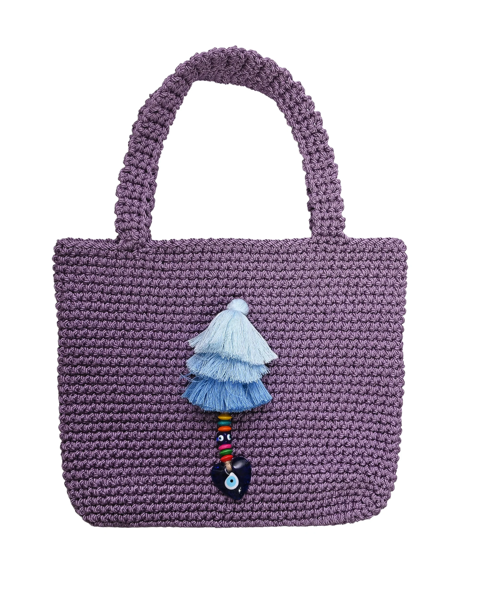 Handmade Purple Crochet Tote Bag