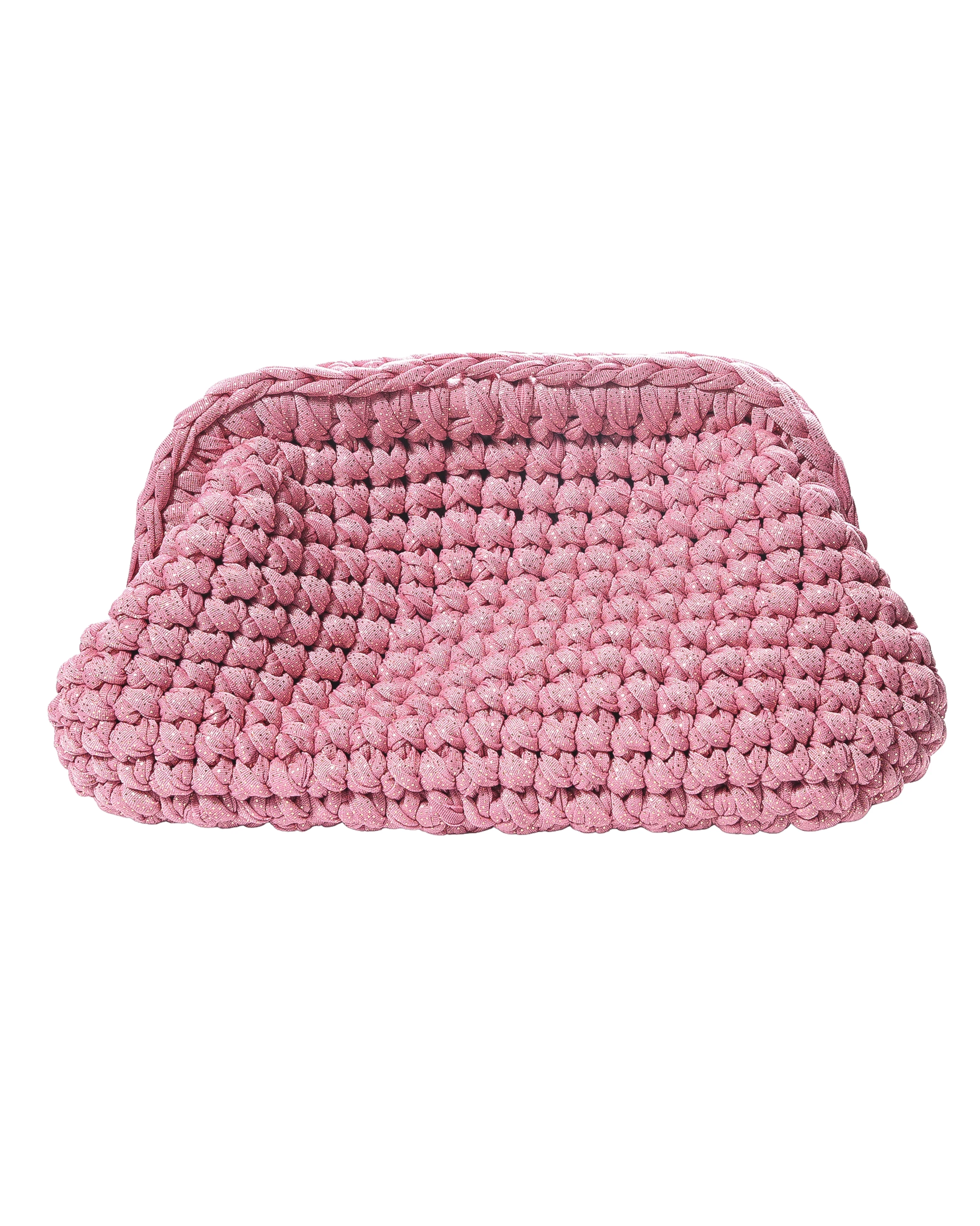 Handmade Shiny Pink Crochet Clutch Bag
