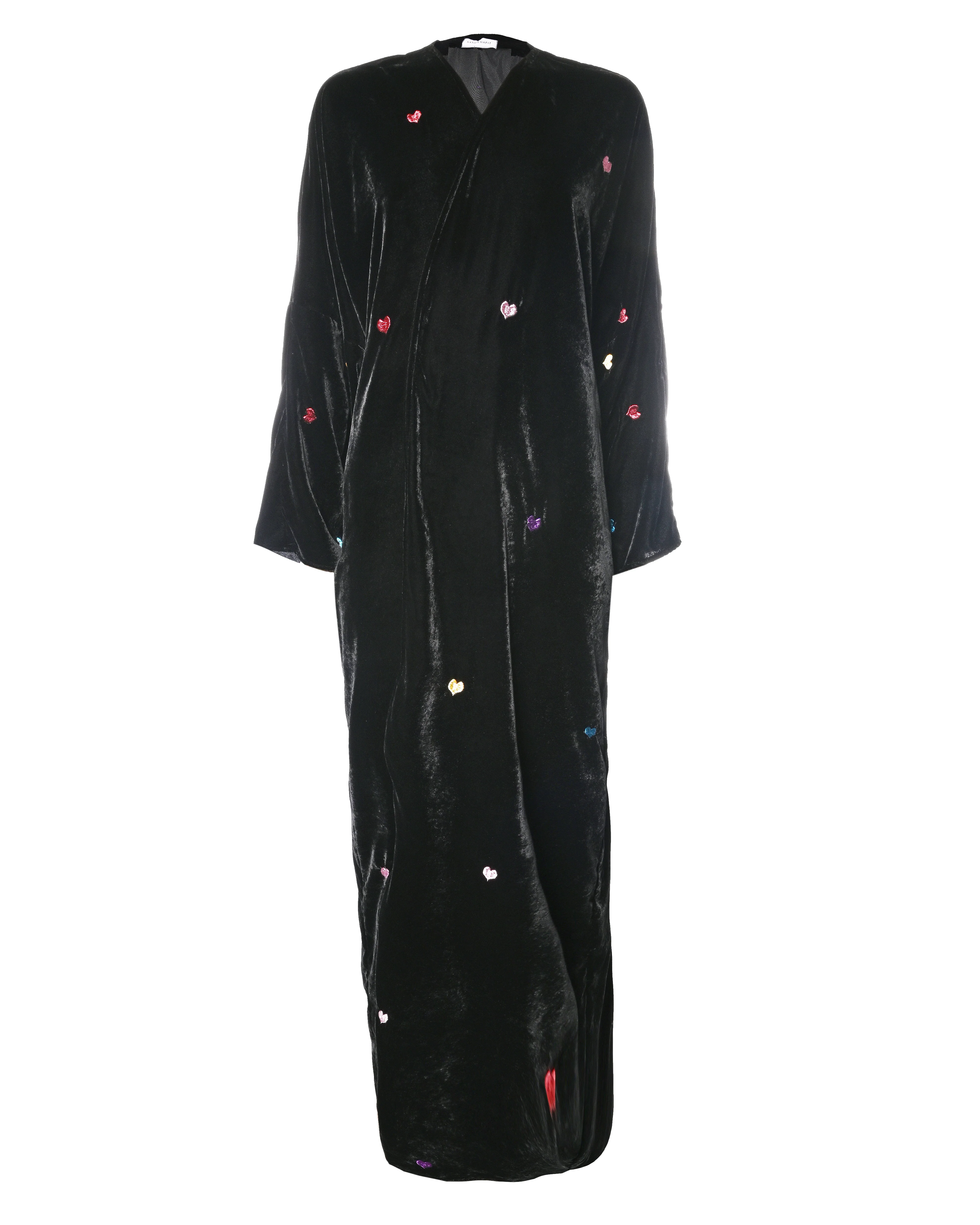 Heart Black Velvet Abaya