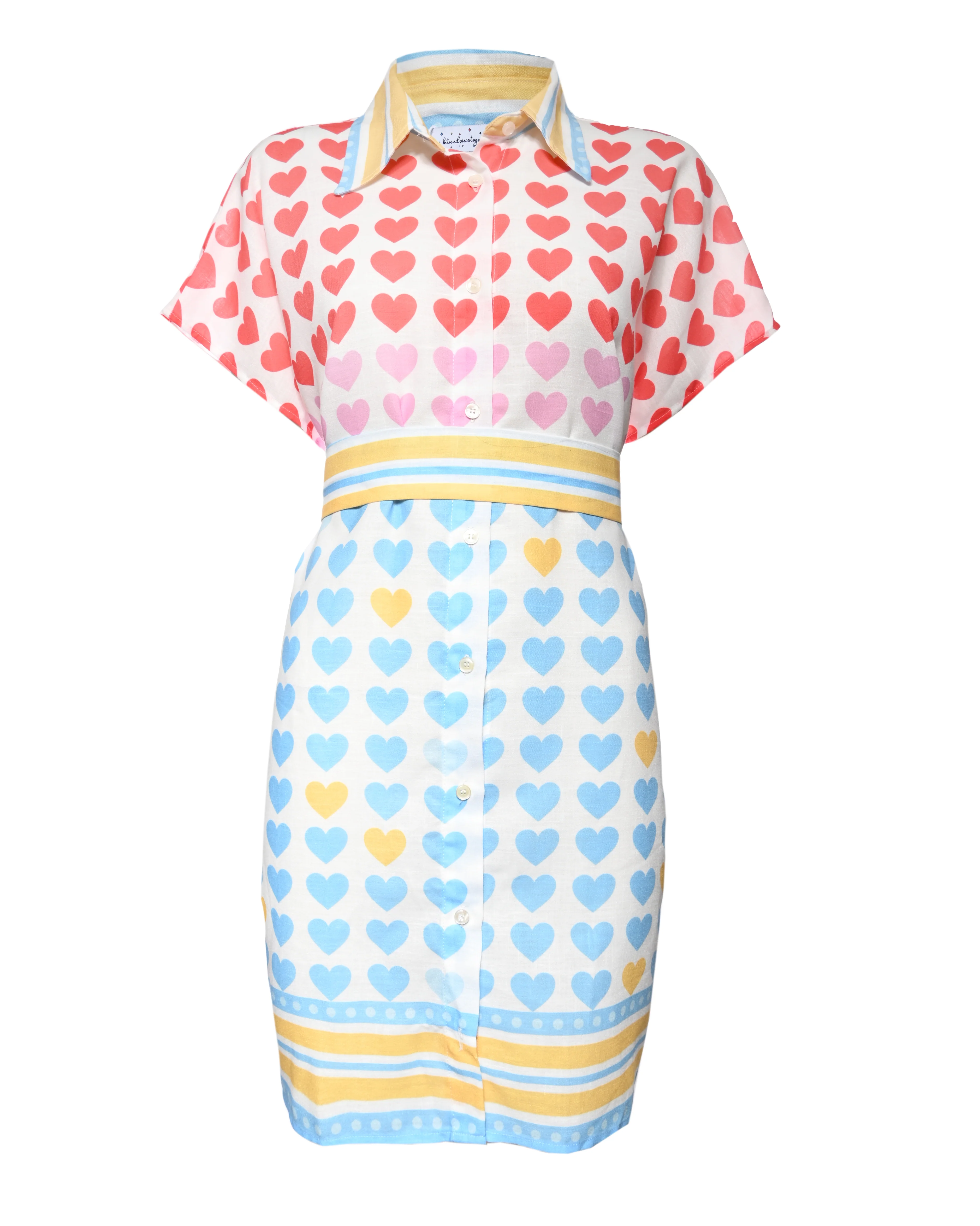 Hearts Linen Midi Shirt Dress - Image 2