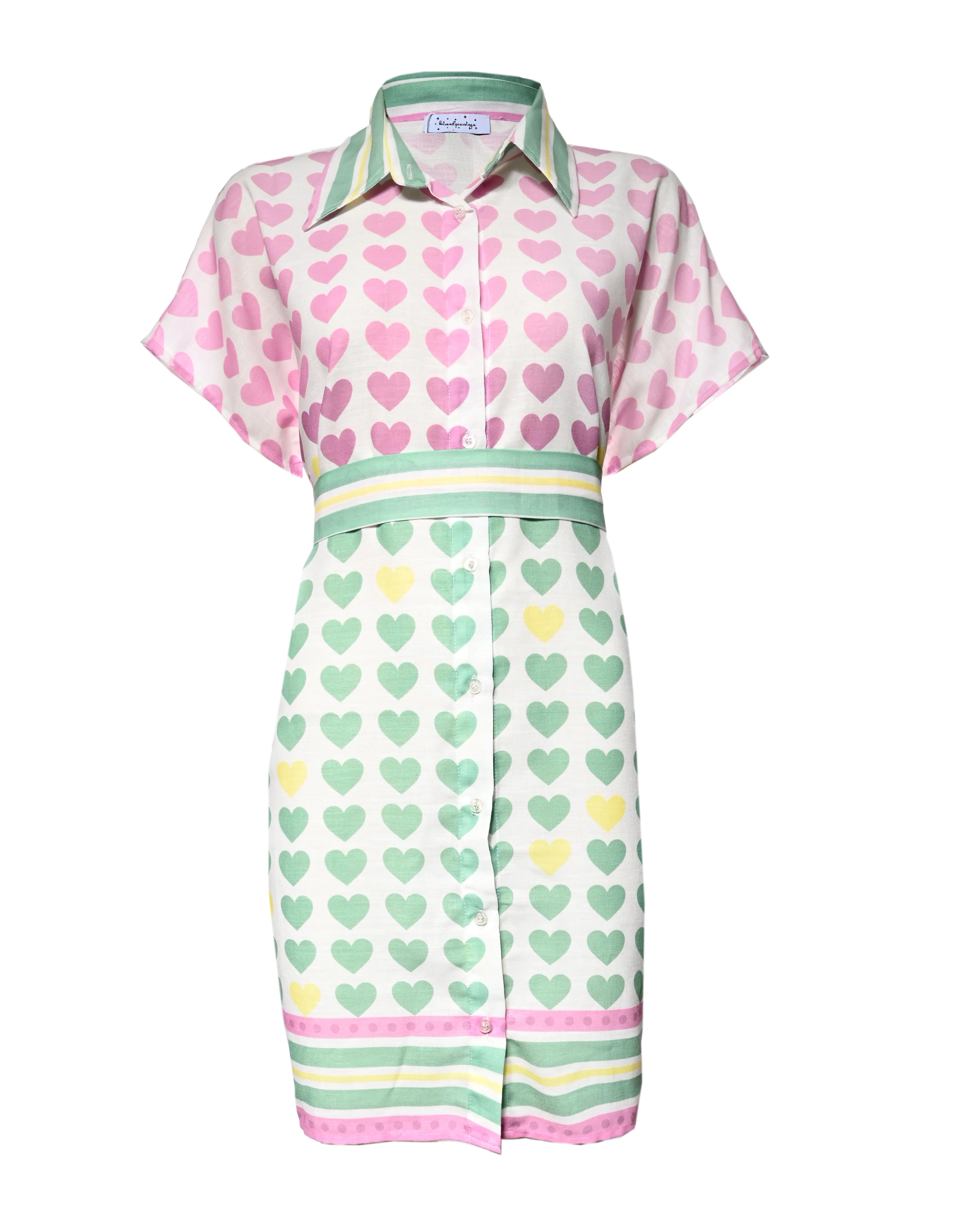 Hearts Linen Midi Shirt Dress - Image 2