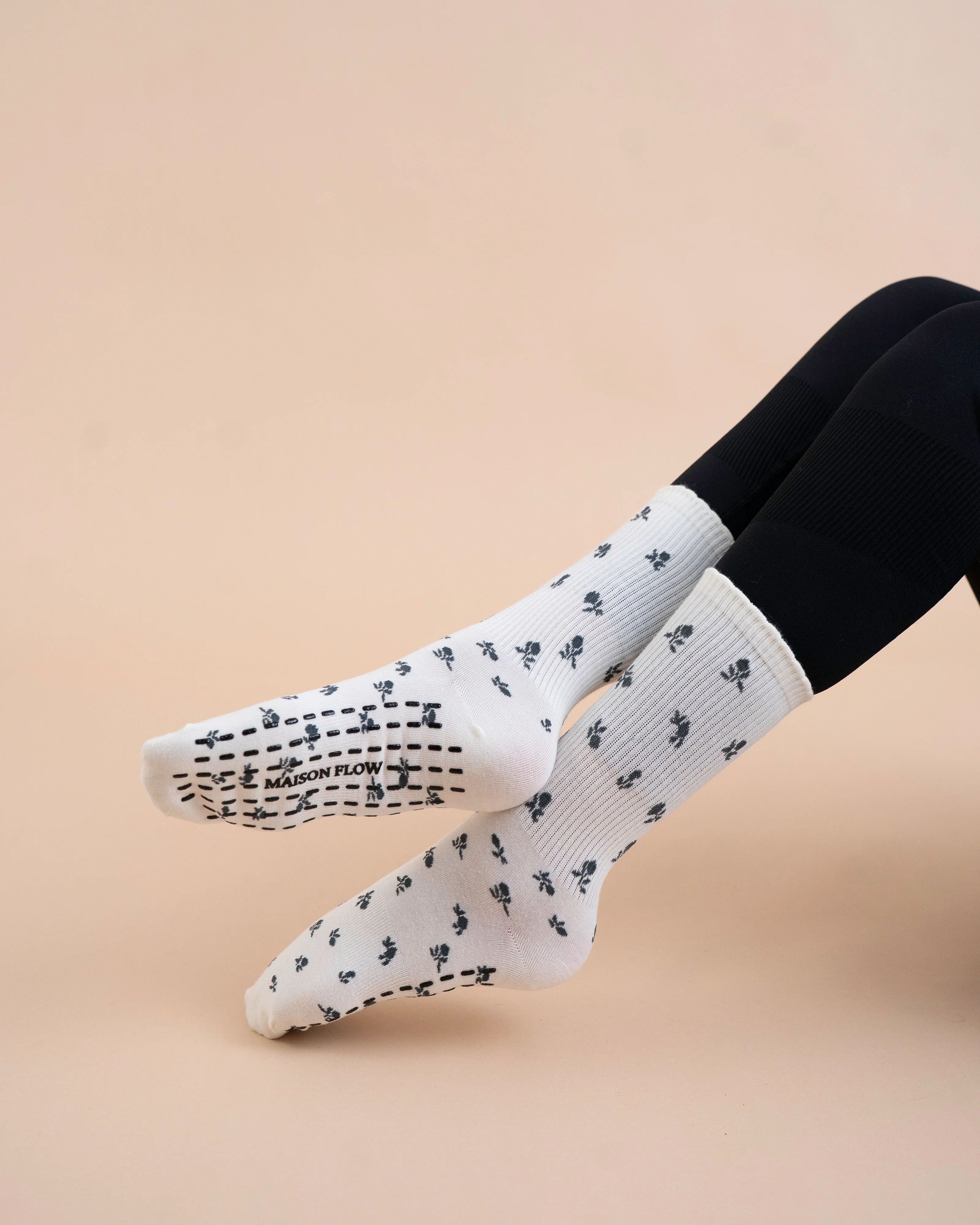 Ink Bloom Crew Grip Socks