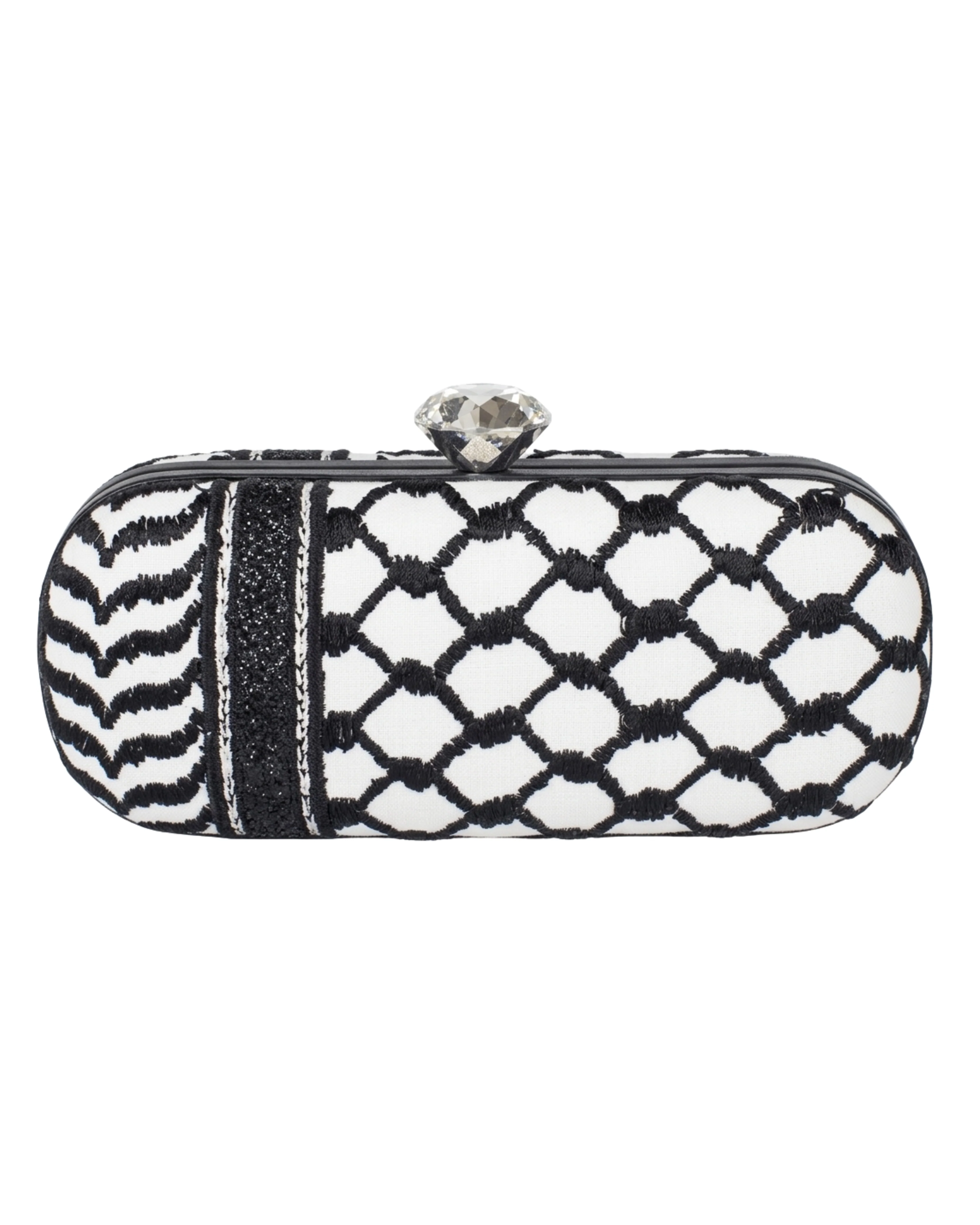 Keffiyeh Black & White Big Box Clutch