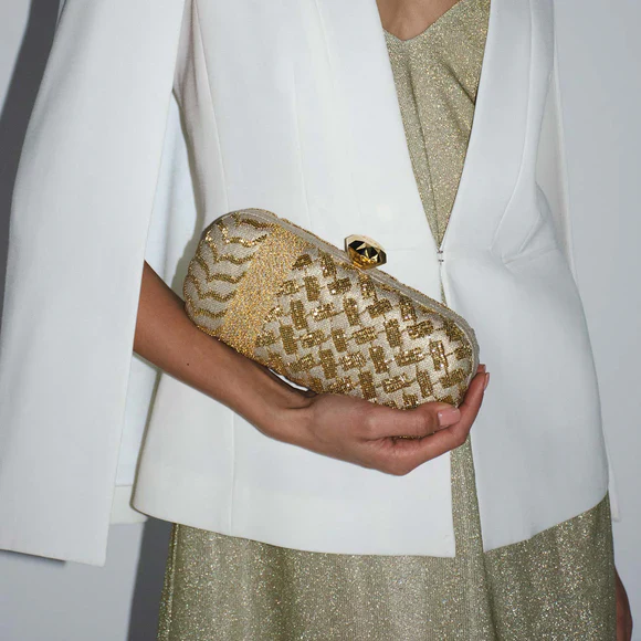 Keffiyeh Gold Big Box Clutch - Image 2