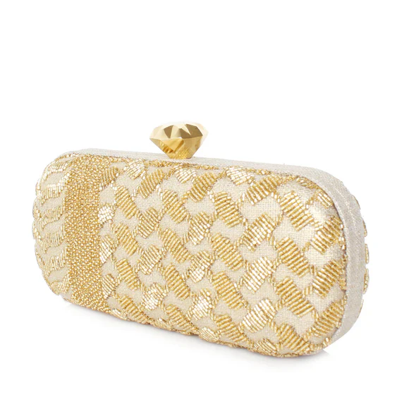 Keffiyeh Gold Big Box Clutch - Image 4