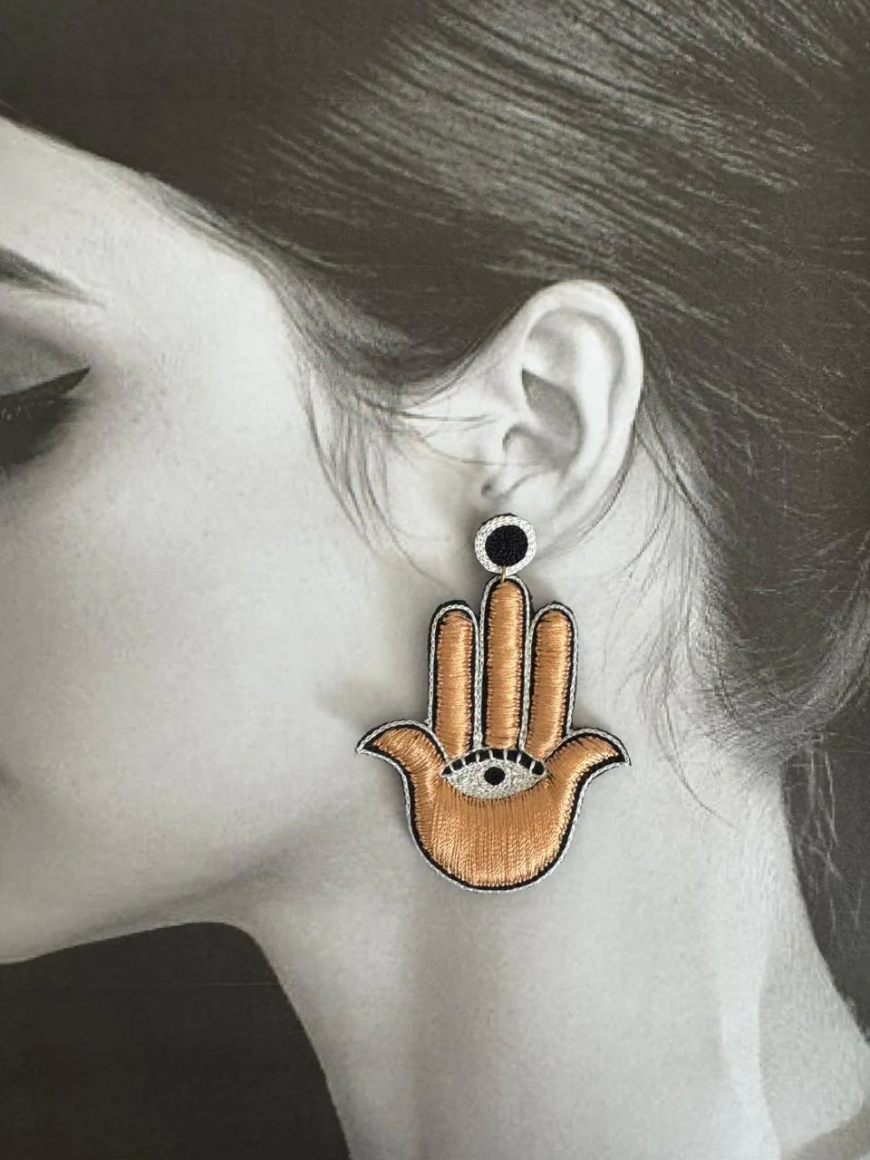 Khamsa Hand Drop Earrings - Image 2